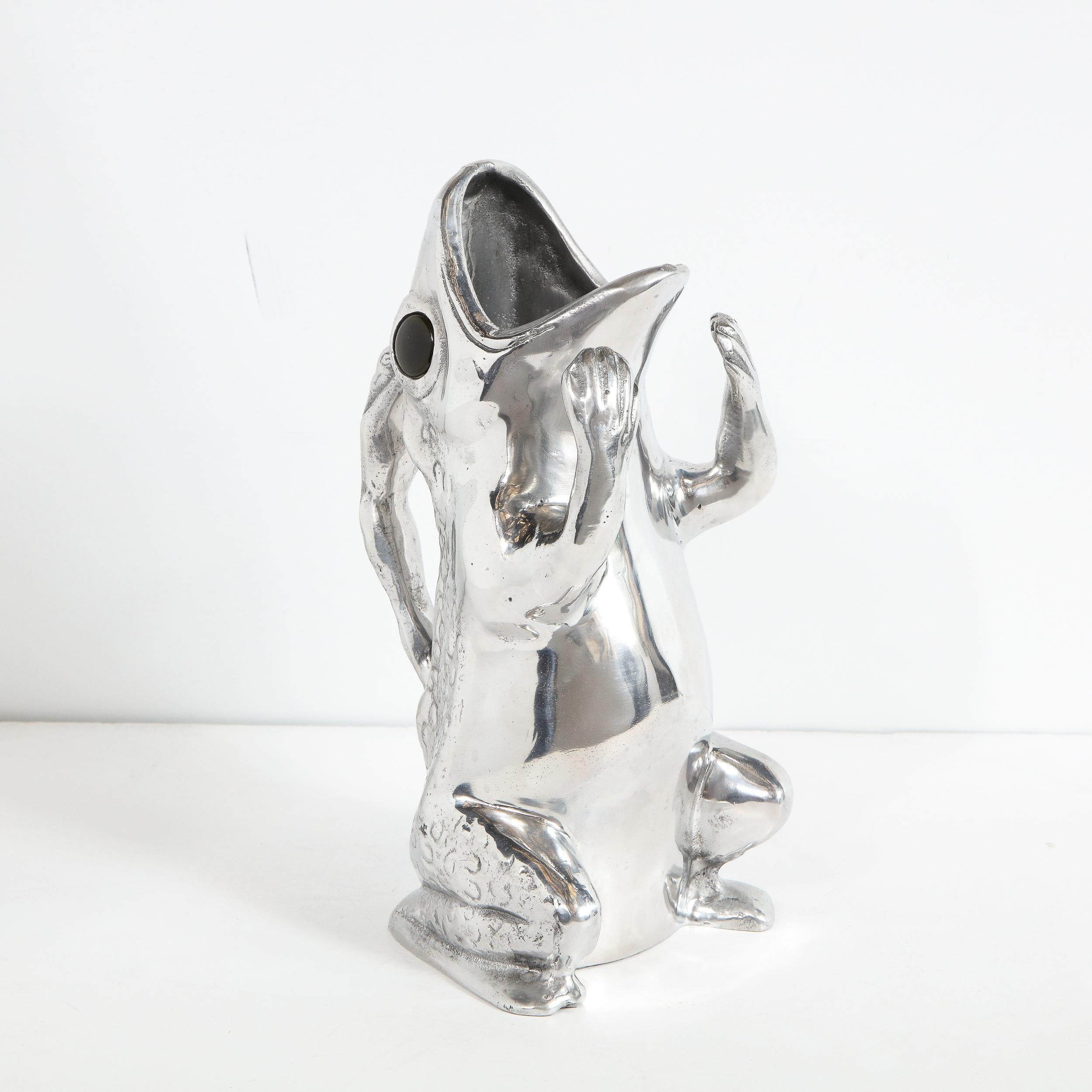 Mid-Century Modern Aluminum Frog Pitcher Signed by Arthur Court In Excellent Condition In New York, NY