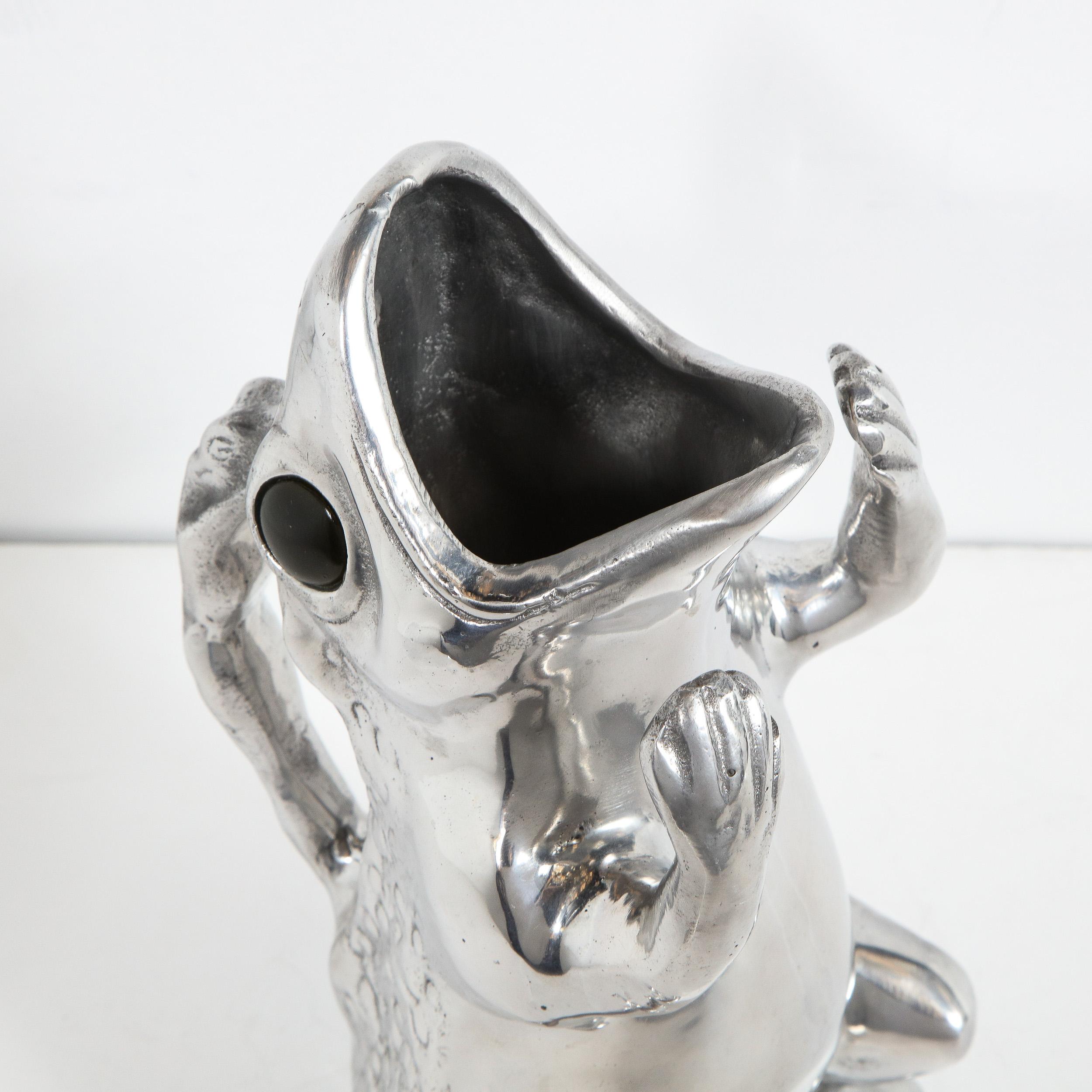 Mid-Century Modern Aluminum Frog Pitcher Signed by Arthur Court 1