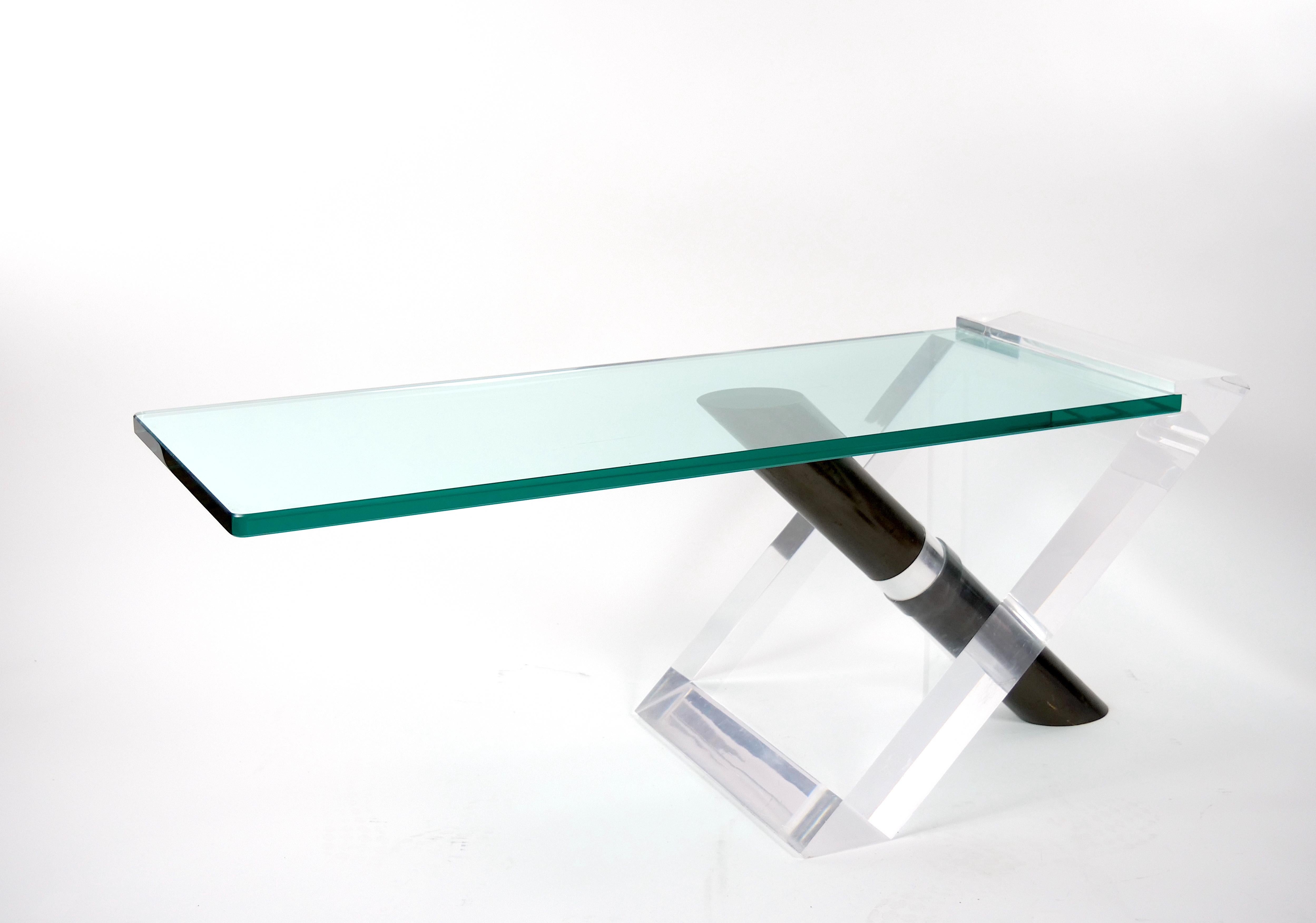 Mid-Century Modern Art Deco Style Lucite / Glass Lipstick Coffee Table For Sale 4