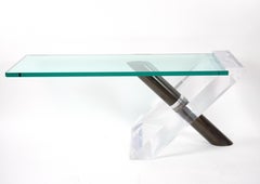 Mid-Century Modern Art Deco Style Lucite / Glass Lipstick Coffee Table