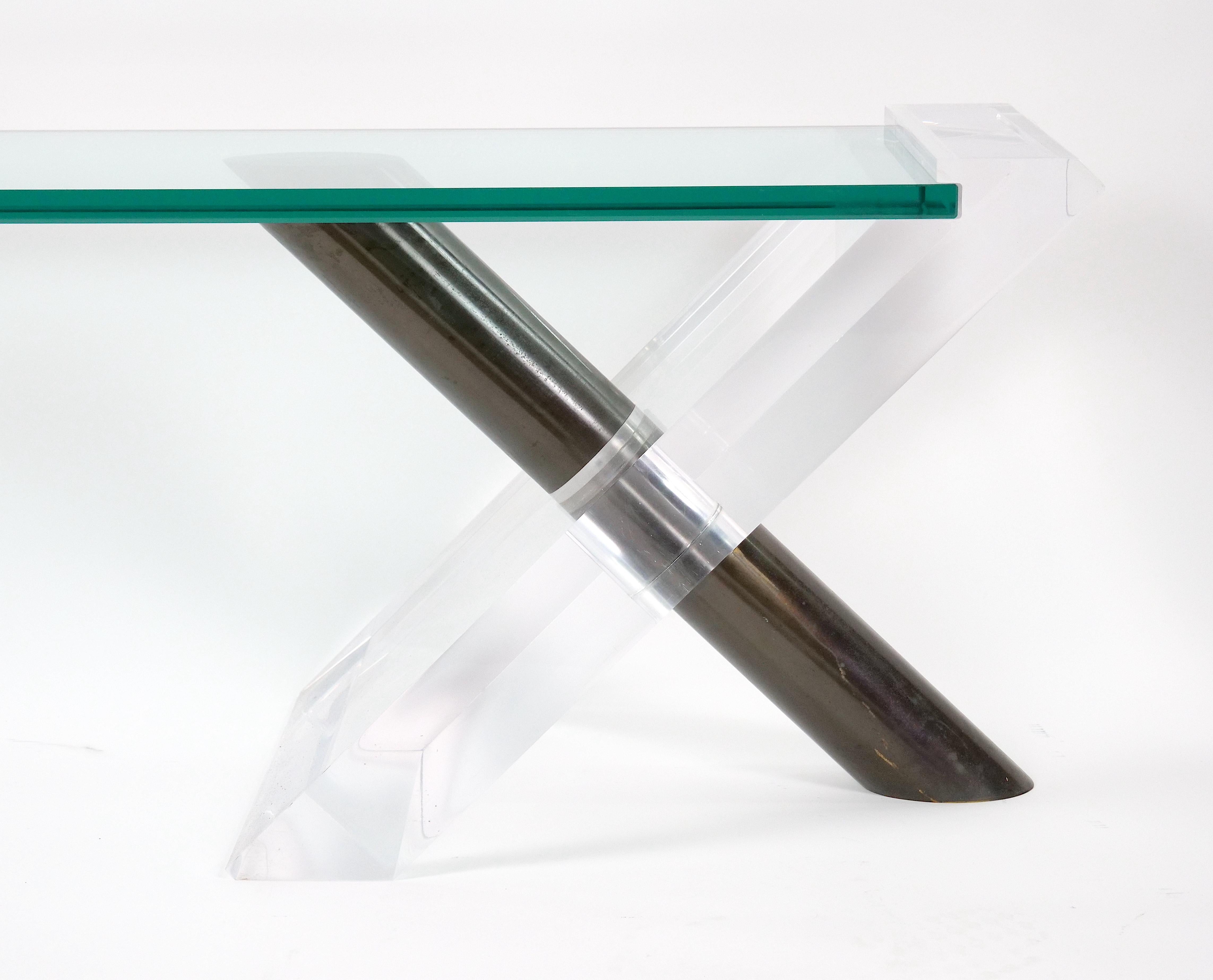 20th Century Mid-Century Modern Art Deco Style Lucite / Glass Lipstick Coffee Table For Sale