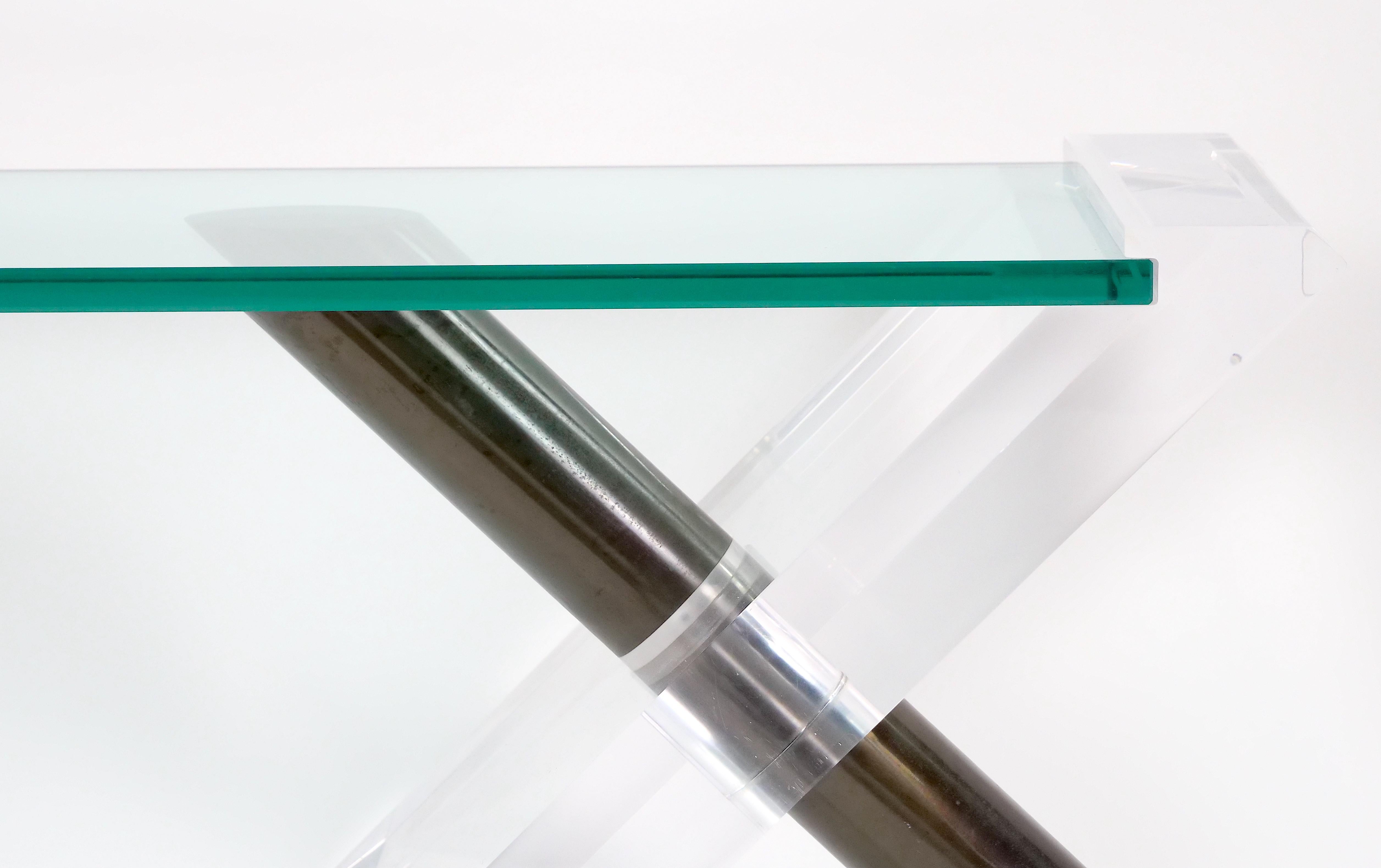 Mid-Century Modern Art Deco Style Lucite / Glass Lipstick Coffee Table For Sale 1