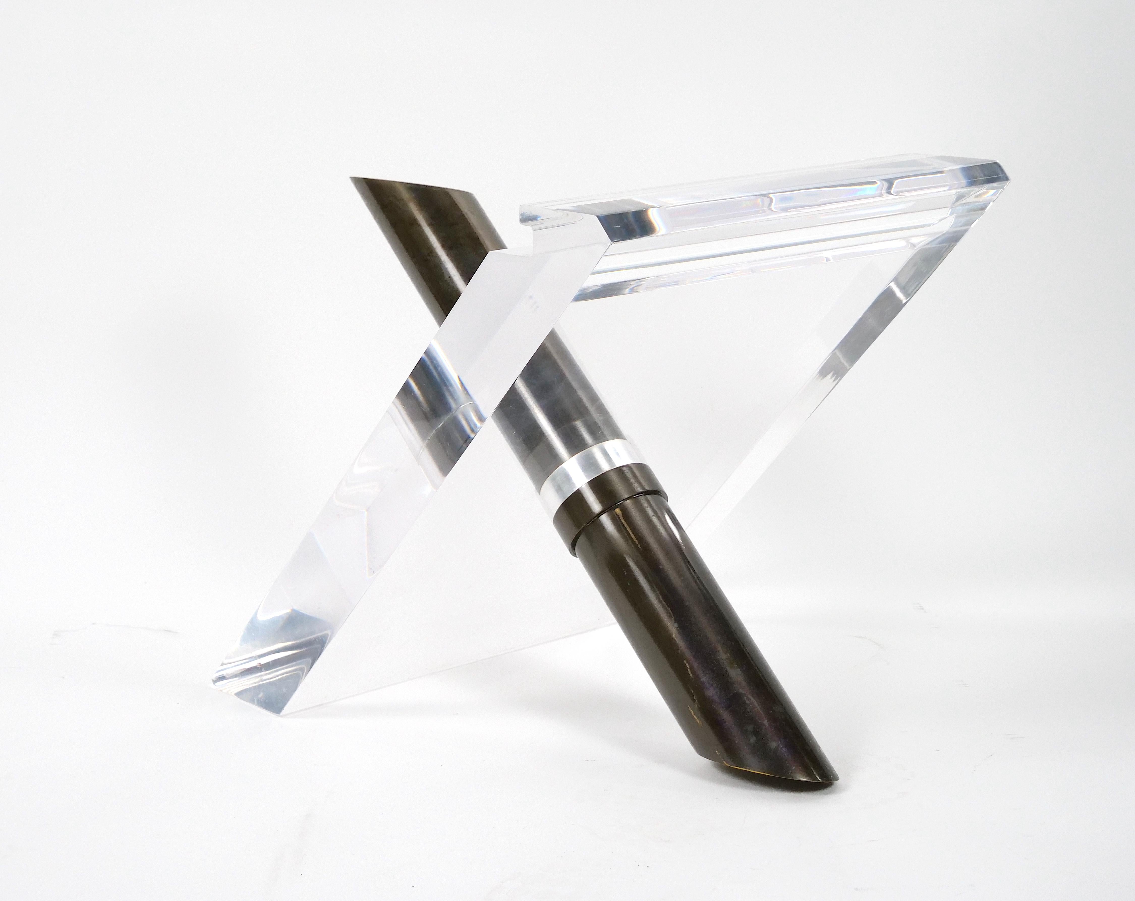 Mid-Century Modern Art Deco Style Lucite / Glass Lipstick Coffee Table For Sale 3
