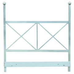 Mid Century Modern Aluminum Metal Finial Post X-Frame Queen Size Bed Headboard