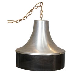 Vintage Mid Century Modern Aluminum Plastic Swag Globe Pendant Light 16"