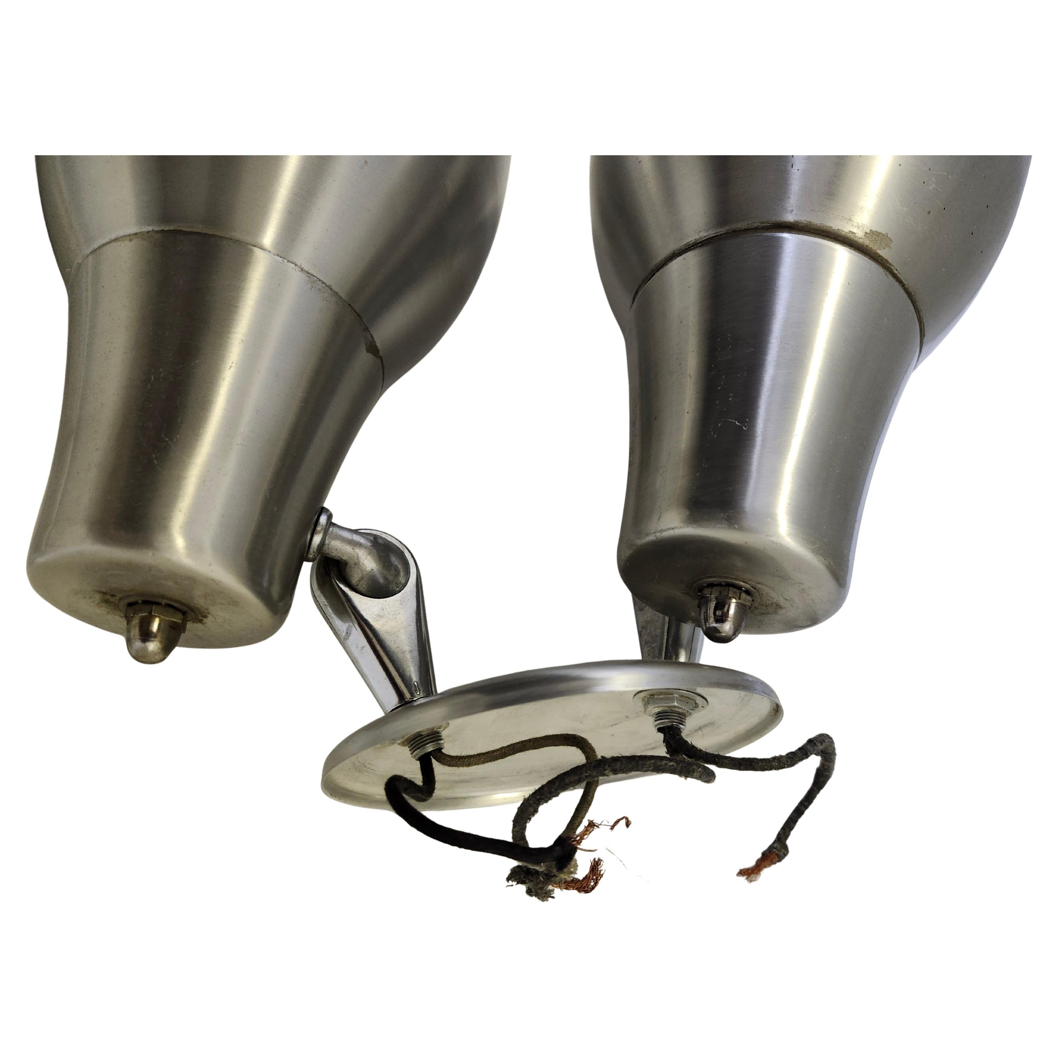 Pareja de dobles Lightolier de aluminio moderno de mediados de siglo Estadounidense en venta
