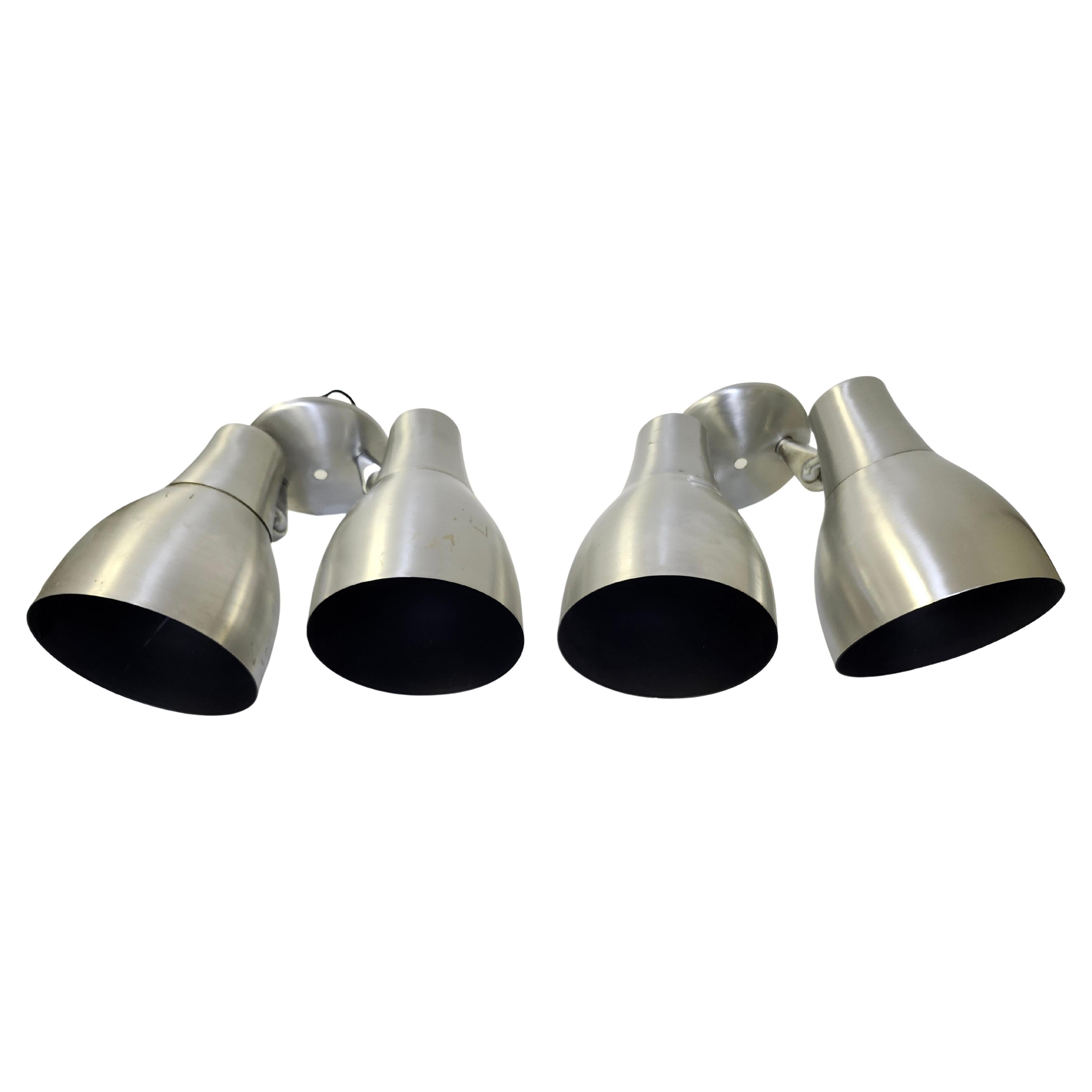 Pareja de dobles Lightolier de aluminio moderno de mediados de siglo en Bueno estado para la venta en Port Jervis, NY