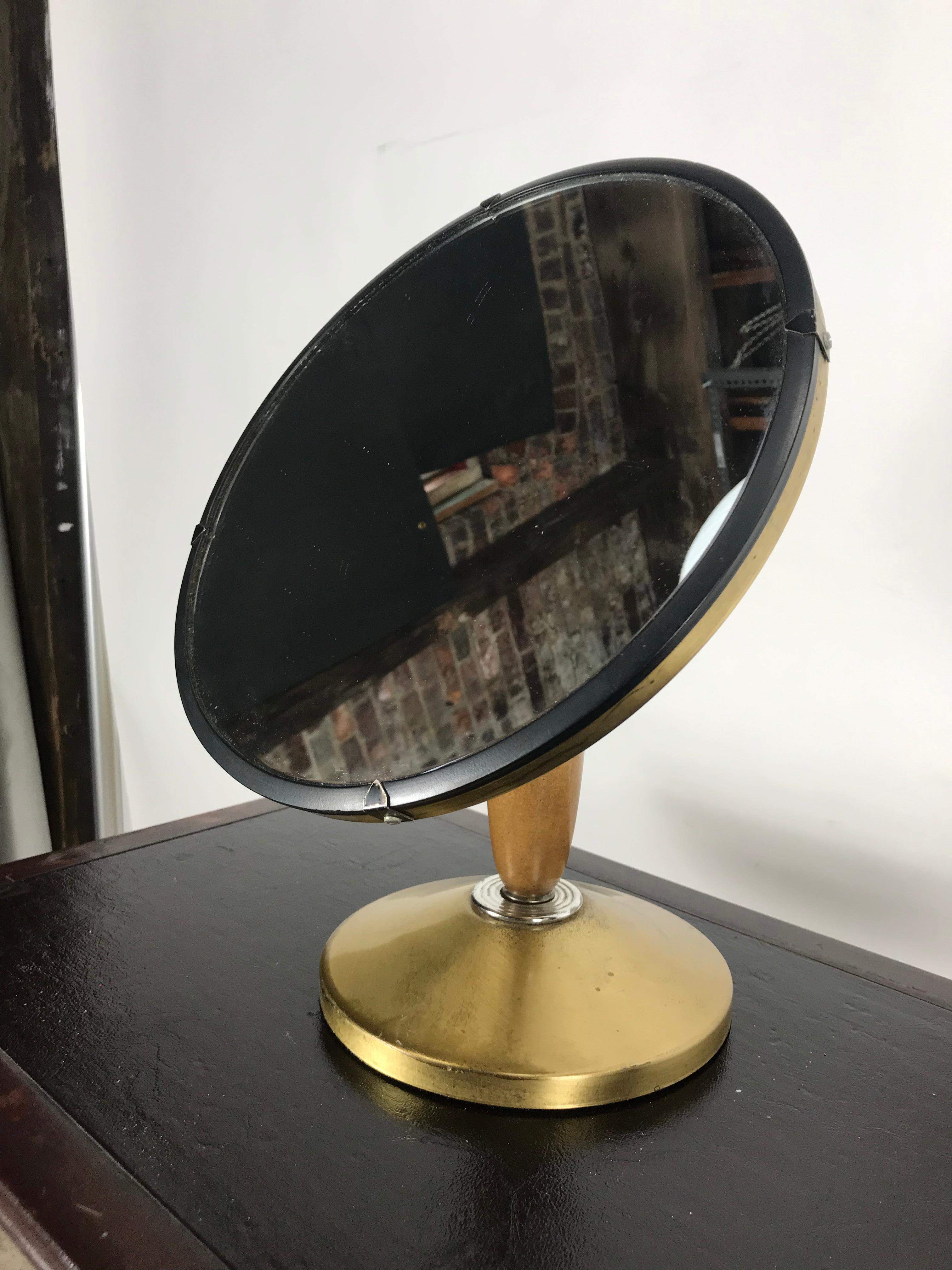 Mid-Century Modern Aluminum Stylized Jeweler's Counter Mirror In Good Condition In Buffalo, NY