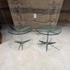 Mid-Century Modern Aluminum Tripod Side Tables Attr Milo Baughman