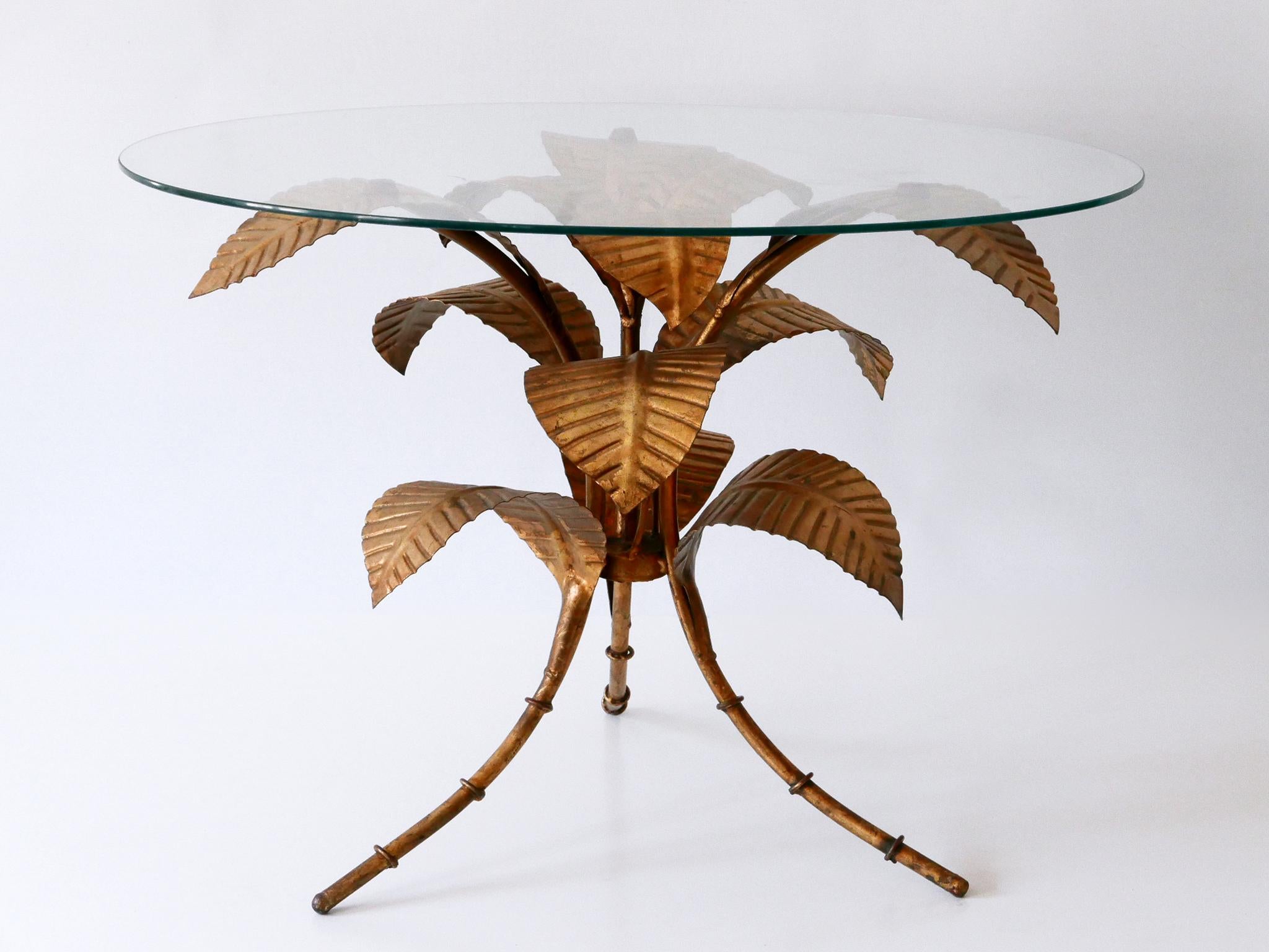 Gilt Mid-Century Modern Amazing Palm Leaves Coffee Table by Hans Kögl Germany 1970s For Sale