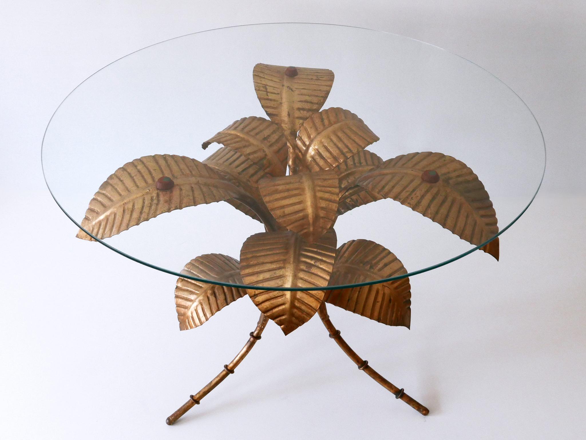 Glass Mid-Century Modern Amazing Palm Leaves Coffee Table by Hans Kögl Germany 1970s For Sale