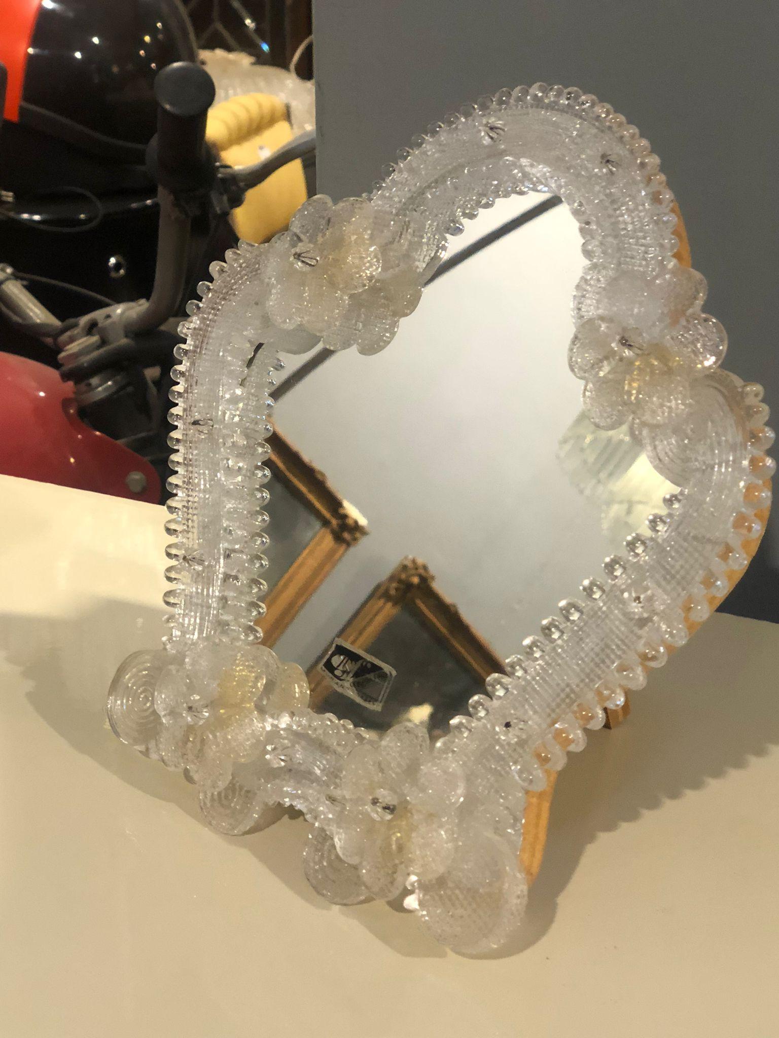 Magnifique miroir de table moderne du milieu du siècle dernier, par Ongaro & Fuga. Murano, Italie 1965 Bon état - En vente à Catania, IT
