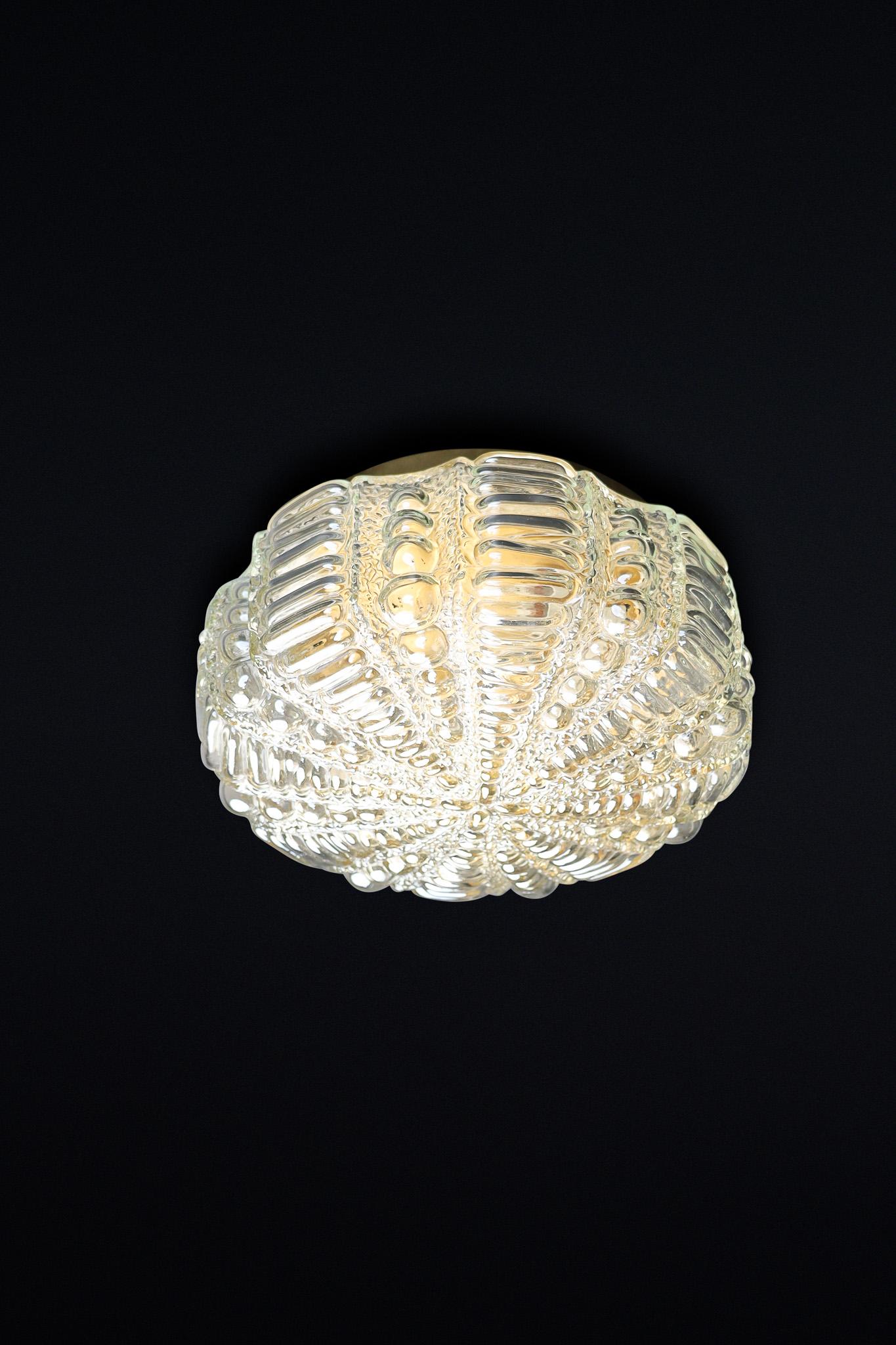 Mid-20th Century Mid-Century Modern amber glass ceiling or wall lights by Kaiser Leuchten Germany For Sale