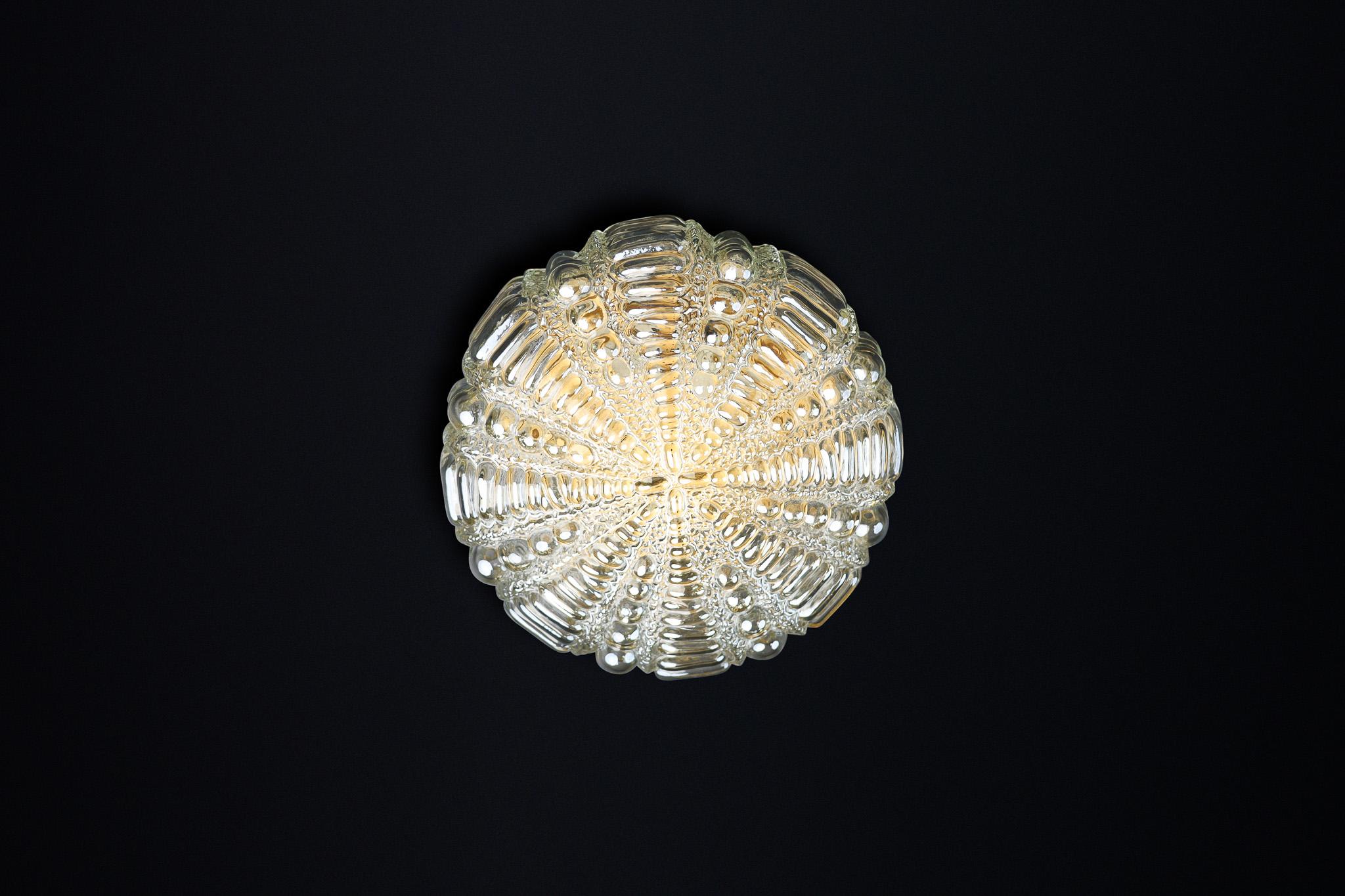 Glass Mid-Century Modern amber glass ceiling or wall lights by Kaiser Leuchten Germany For Sale