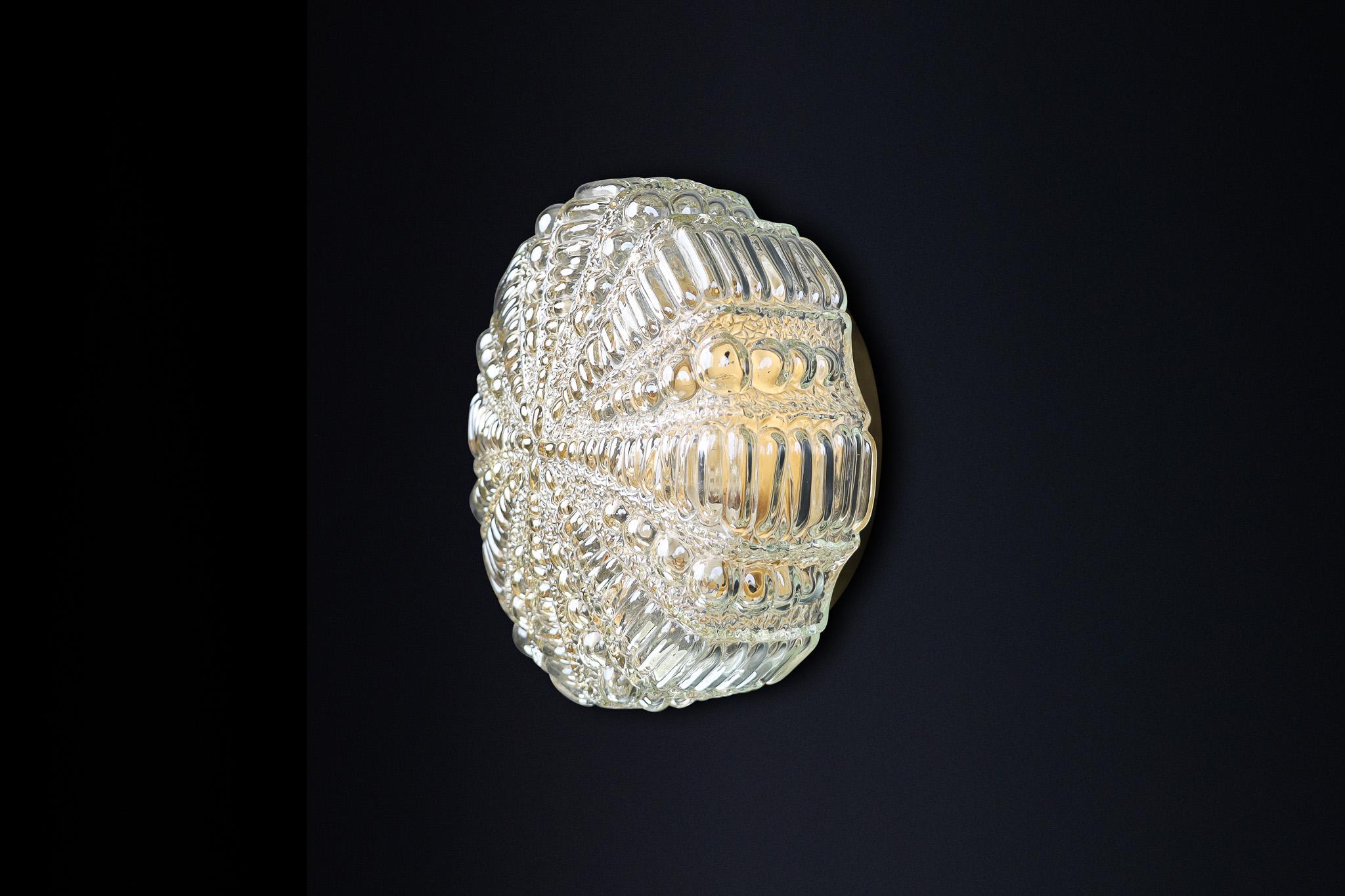 Mid-Century Modern amber glass ceiling or wall lights by Kaiser Leuchten Germany For Sale 1