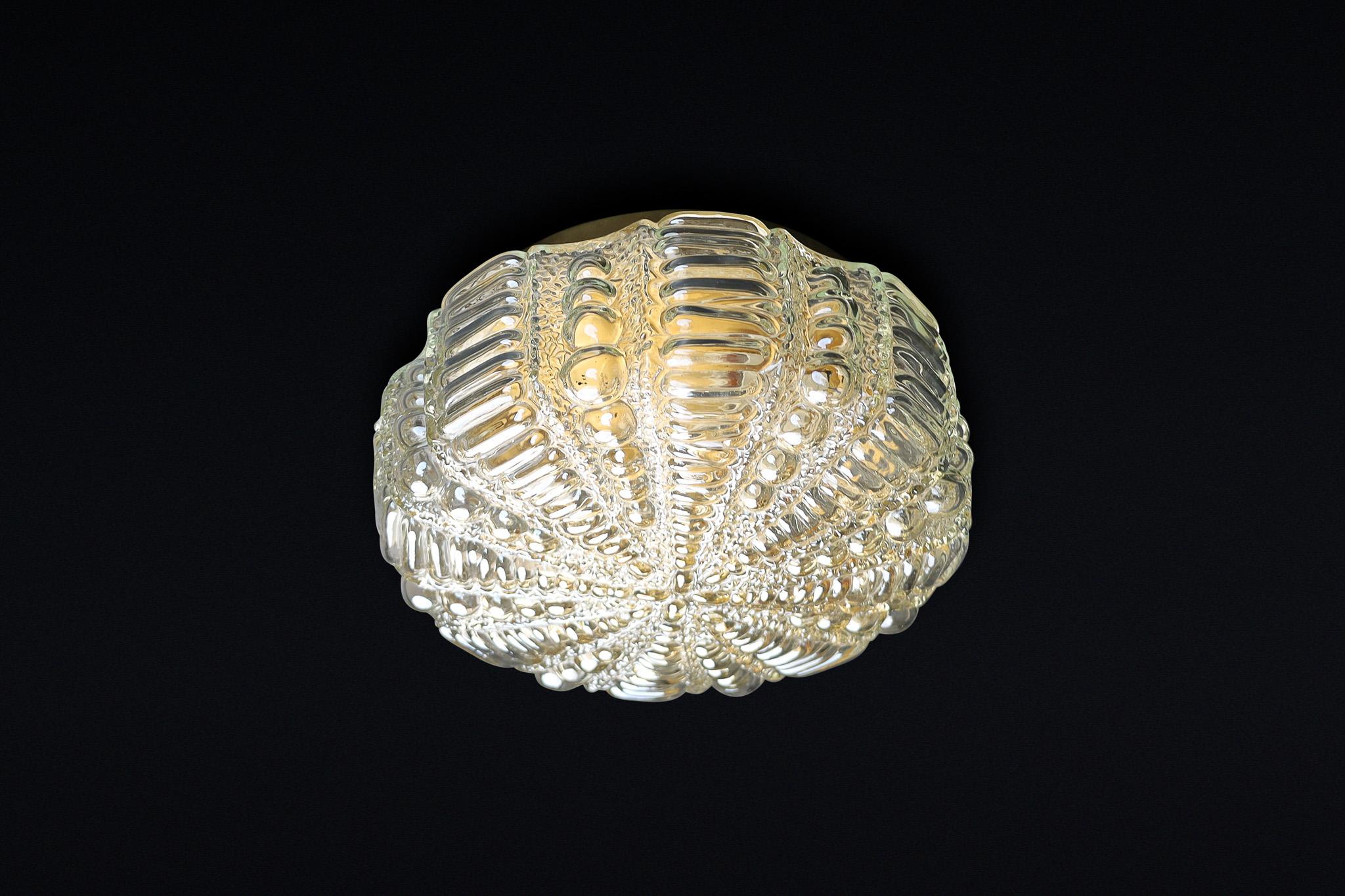 Mid-Century Modern amber glass ceiling or wall lights by Kaiser Leuchten Germany For Sale 2