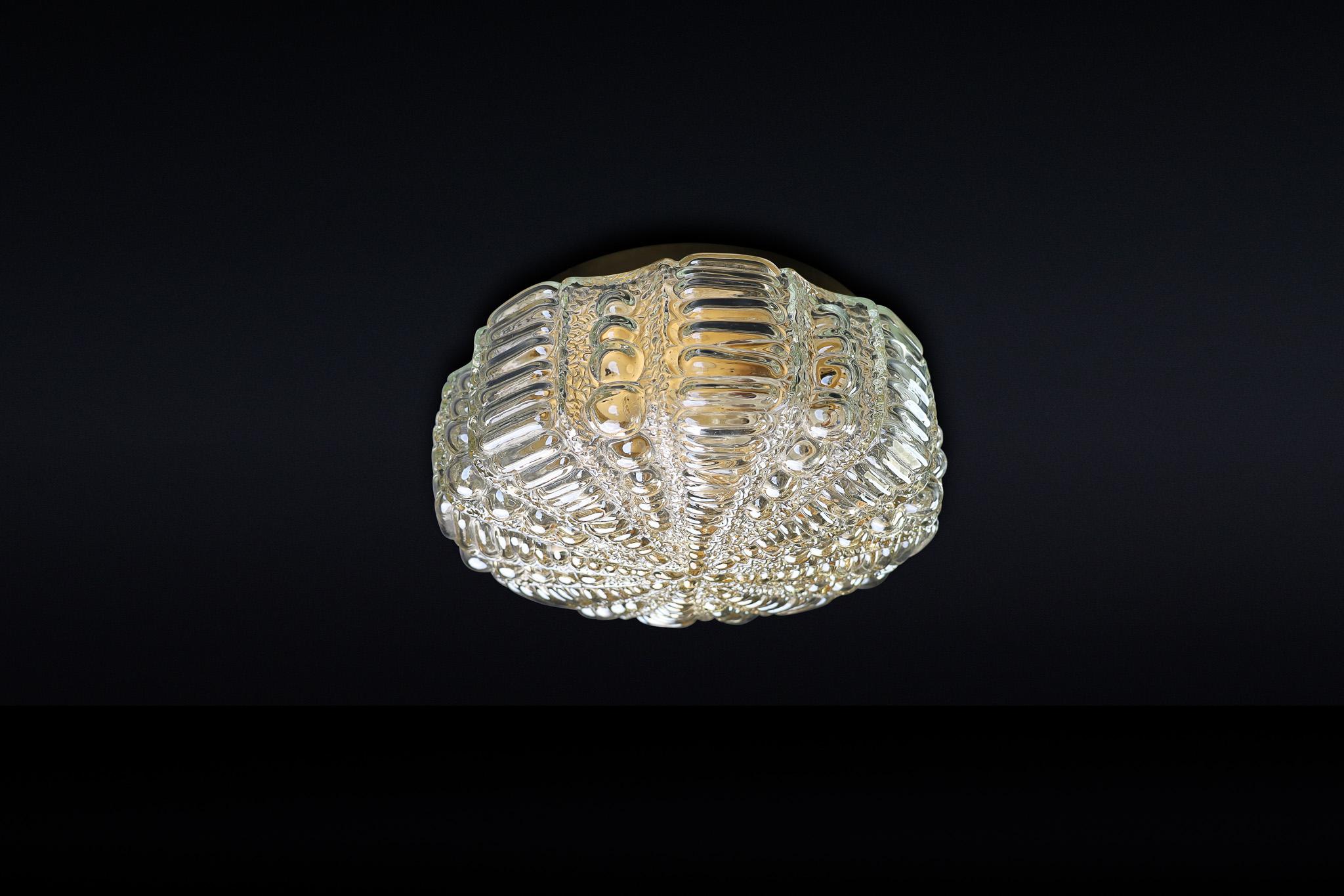 Mid-Century Modern amber glass ceiling or wall lights by Kaiser Leuchten Germany For Sale 3