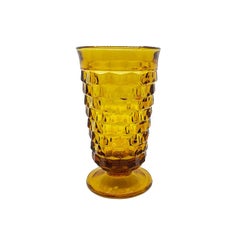 Mid-Century Modern Amber Glass Drinking Glasses in Whitehall Pattern, Set of 8