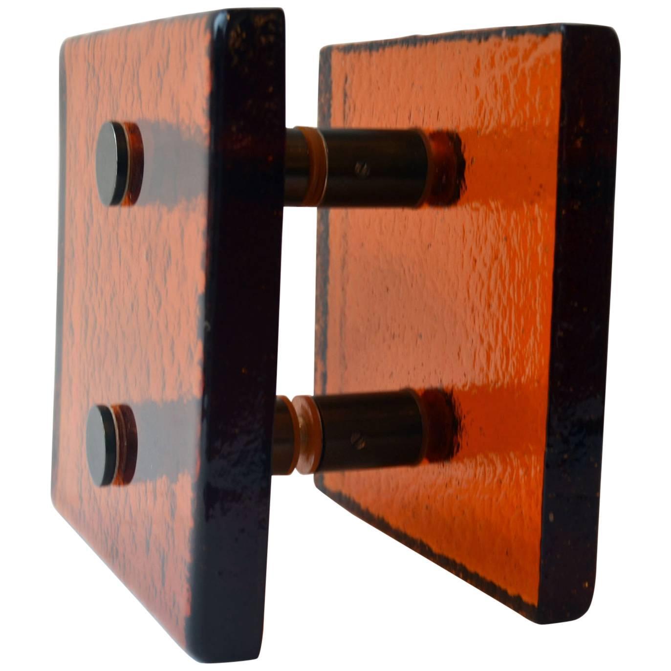 Mid-century Modern Amber Glass Push and Pull Door Handle In Excellent Condition In London, GB