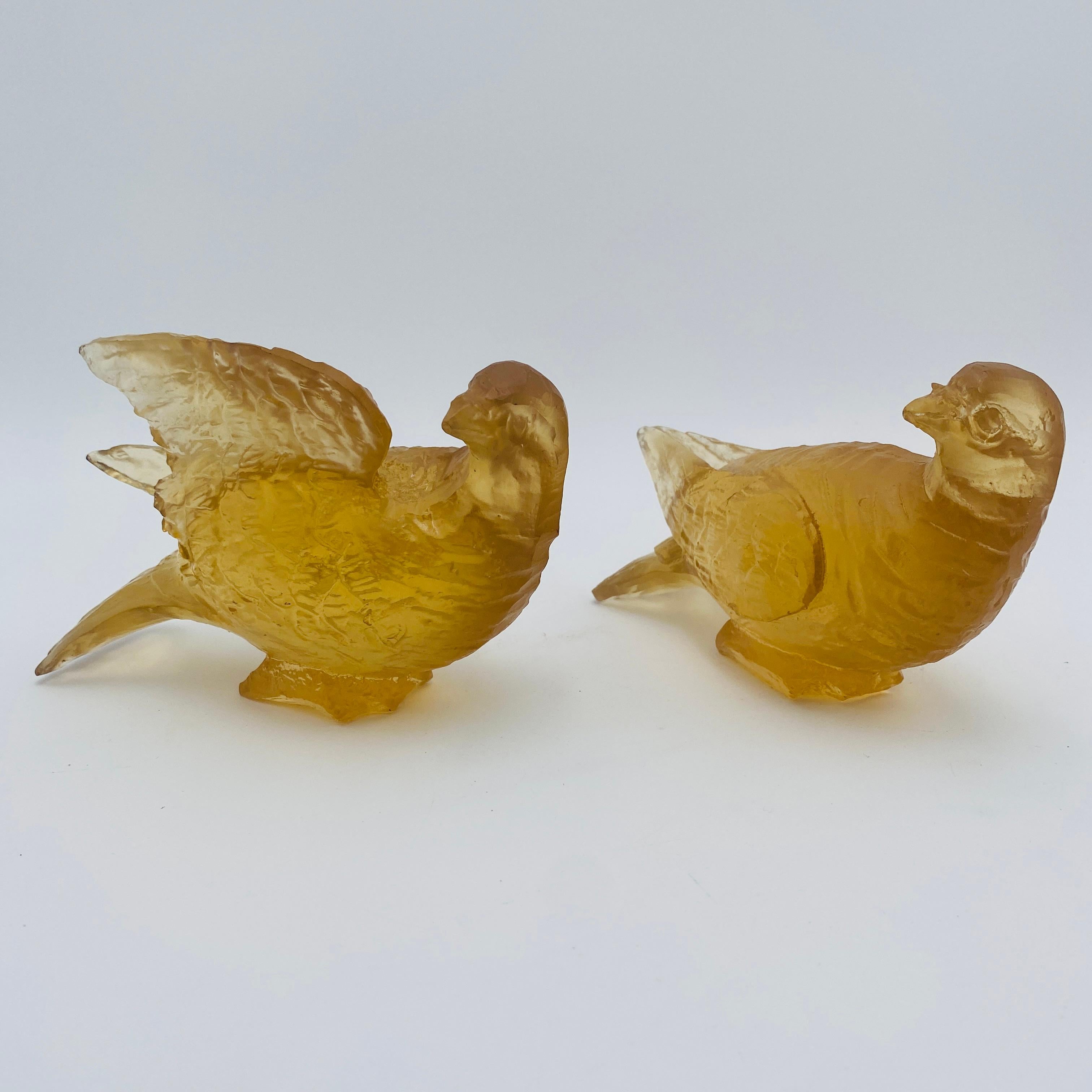 American Mid-Century Modern Amber Resin Bird Sculpture by Dorothy Thorpe 1970s For Sale