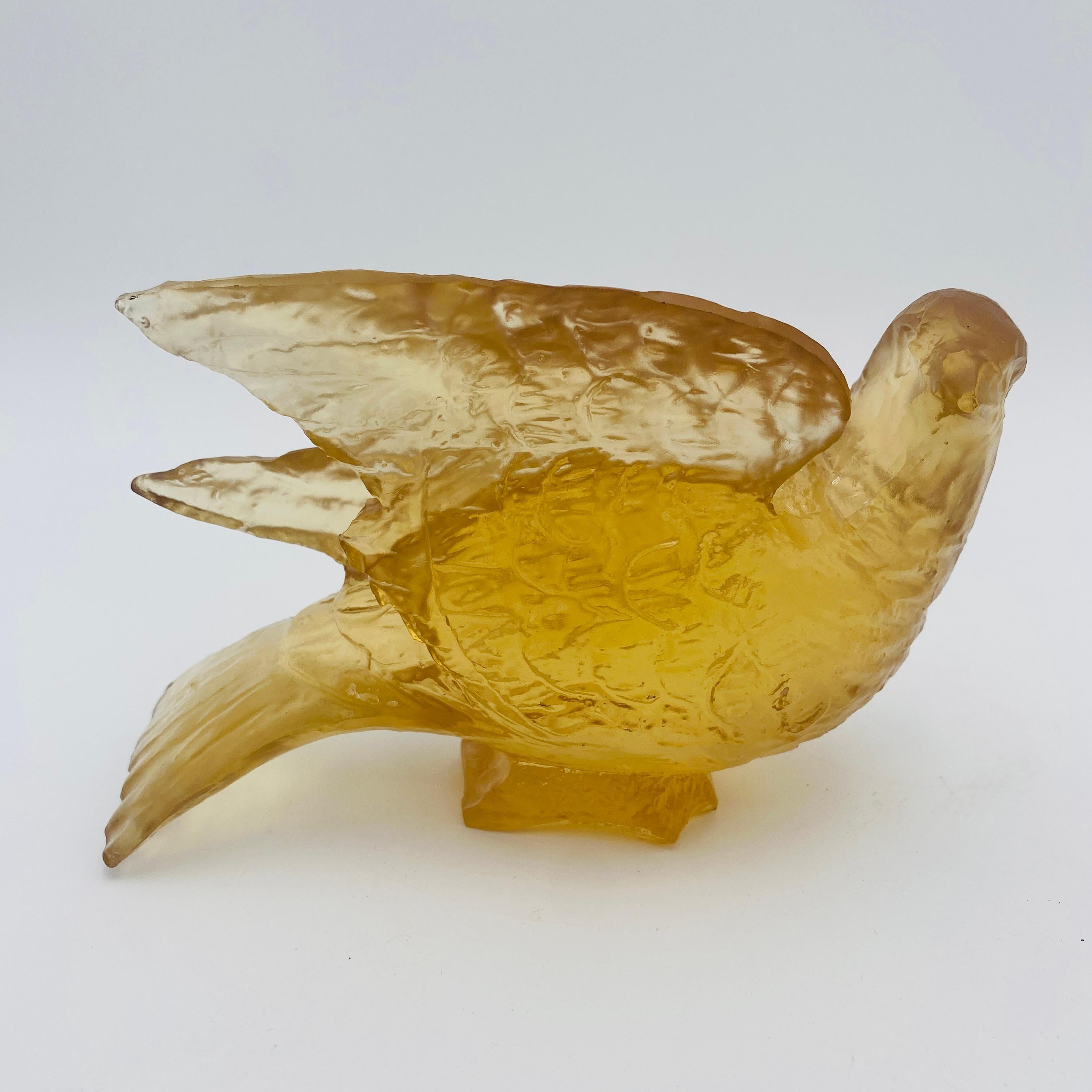 Late 20th Century Mid-Century Modern Amber Resin Bird Sculpture by Dorothy Thorpe 1970s For Sale