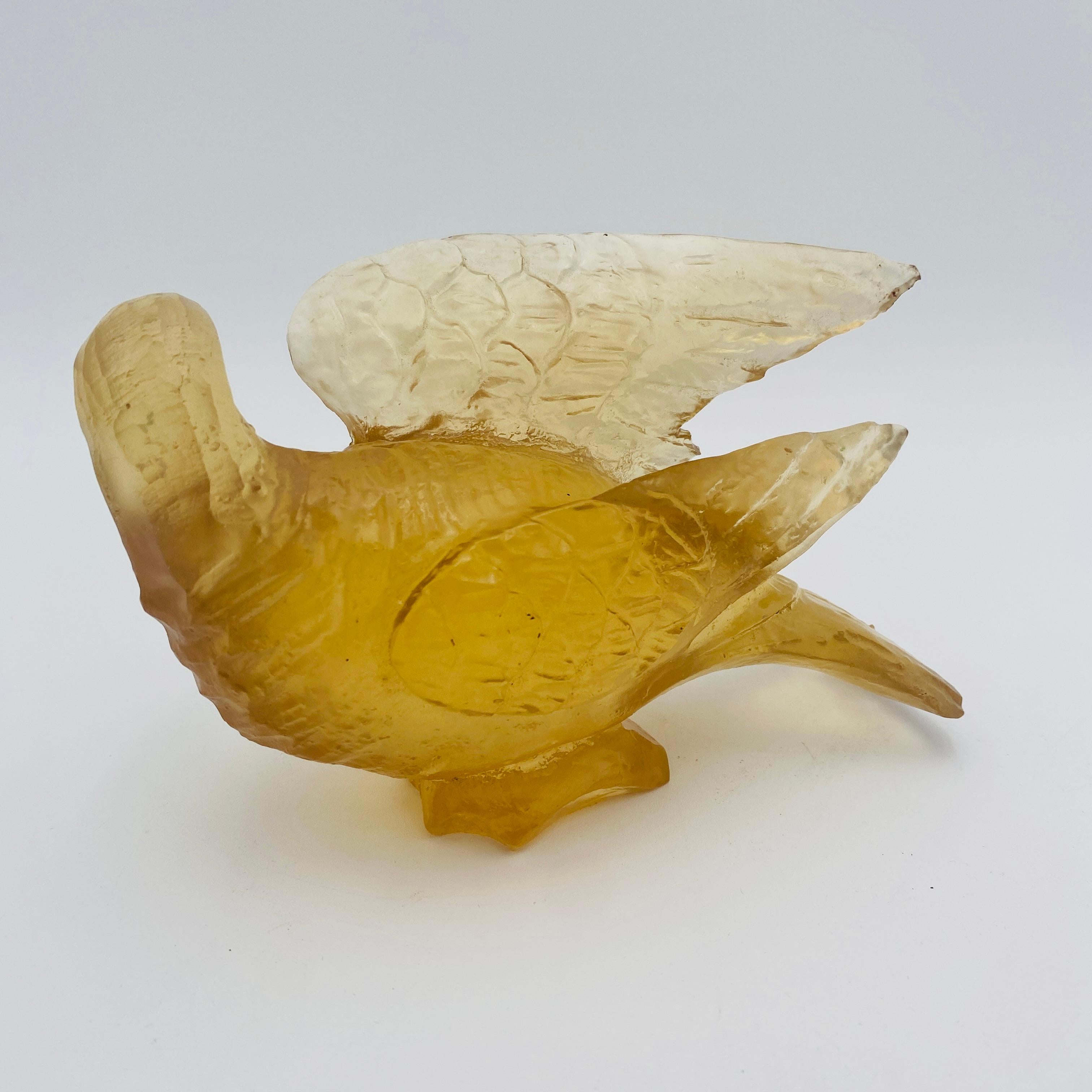Mid-Century Modern Amber Resin Bird Sculpture by Dorothy Thorpe 1970s For Sale 2