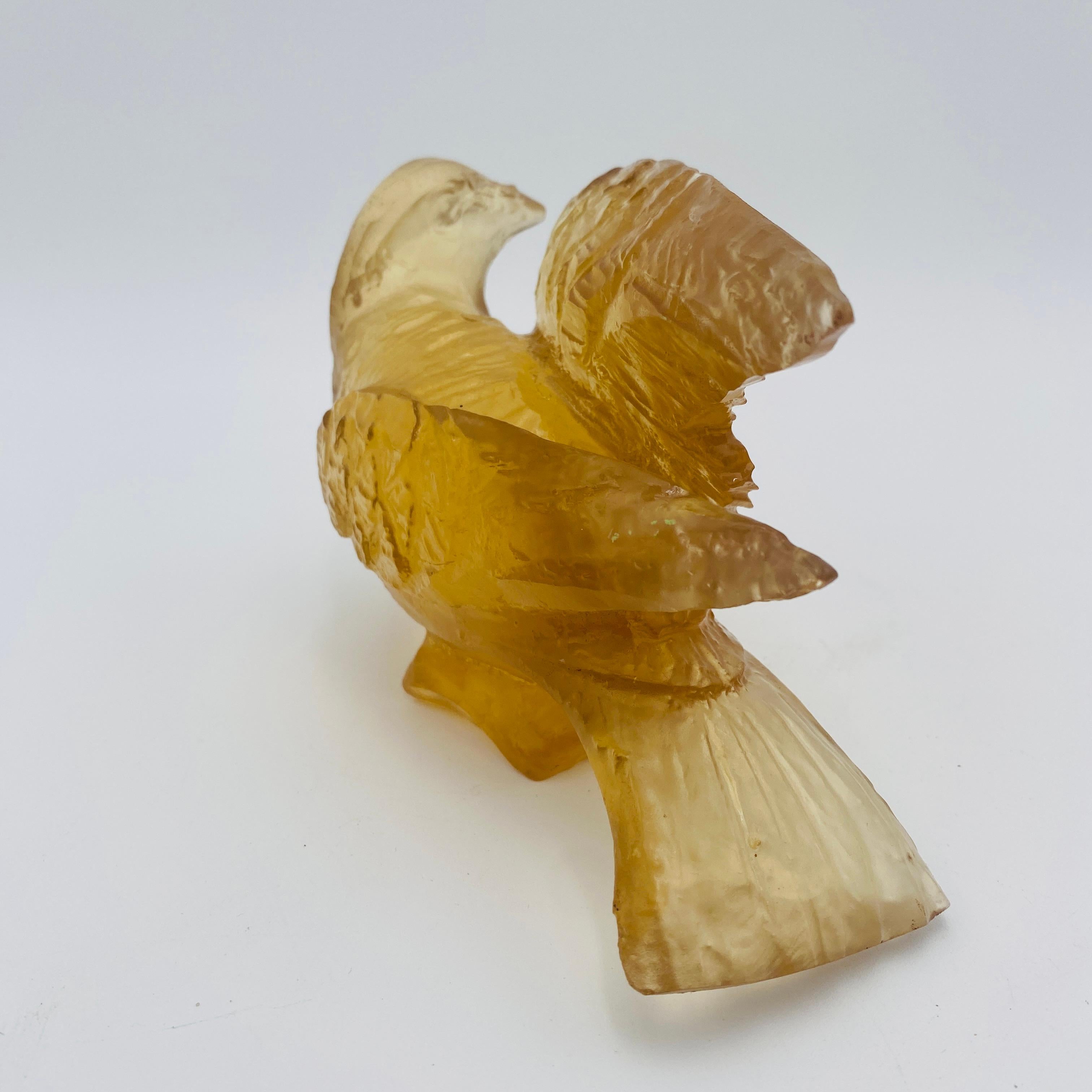 Mid-Century Modern Amber Resin Bird Sculpture by Dorothy Thorpe 1970s For Sale 3