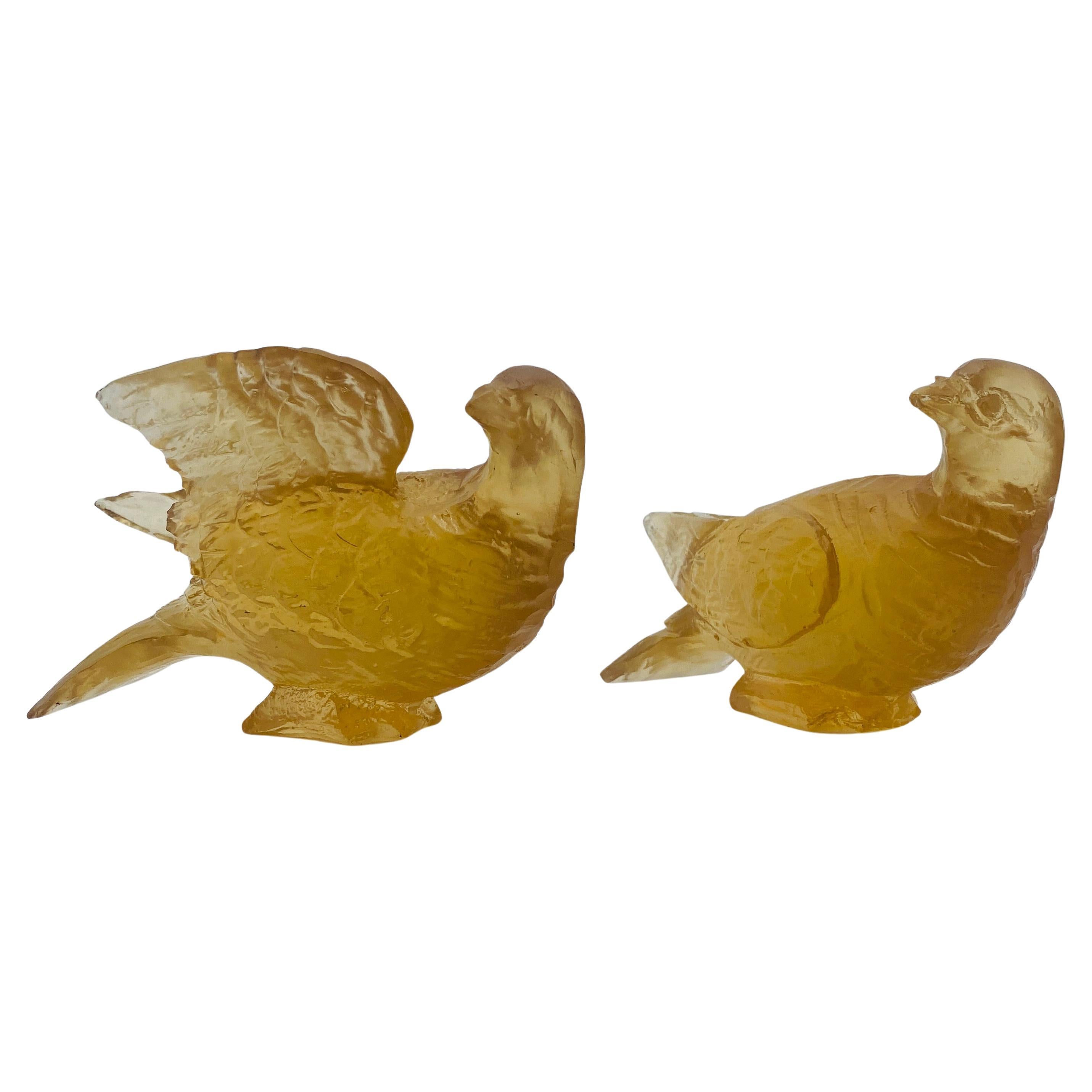 Mid-Century Modern Amber Resin Bird Sculpture by Dorothy Thorpe 1970s For Sale