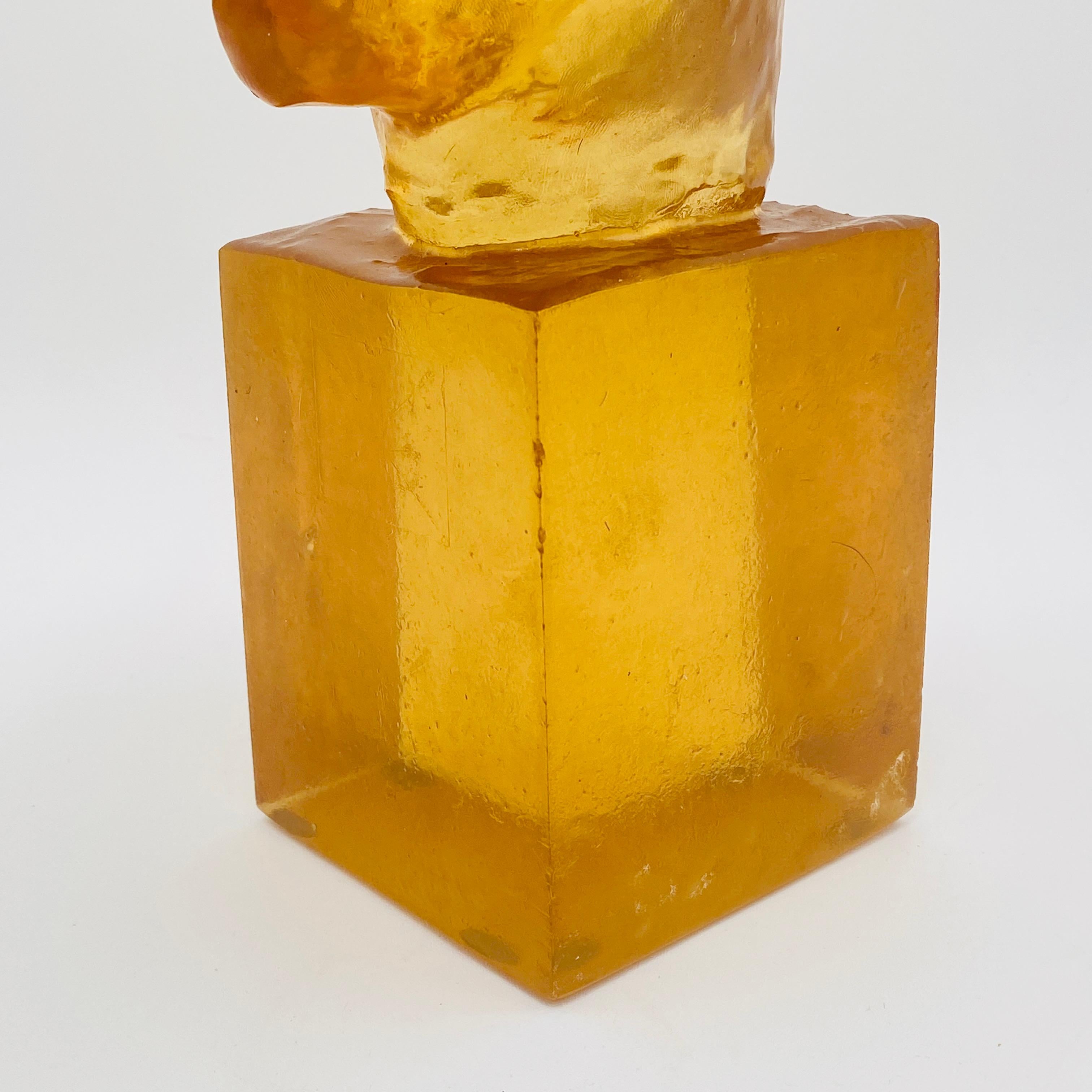 American Mid-Century Modern Amber Resin Bust Sculpture by Dorothy Thorpe 1970s For Sale