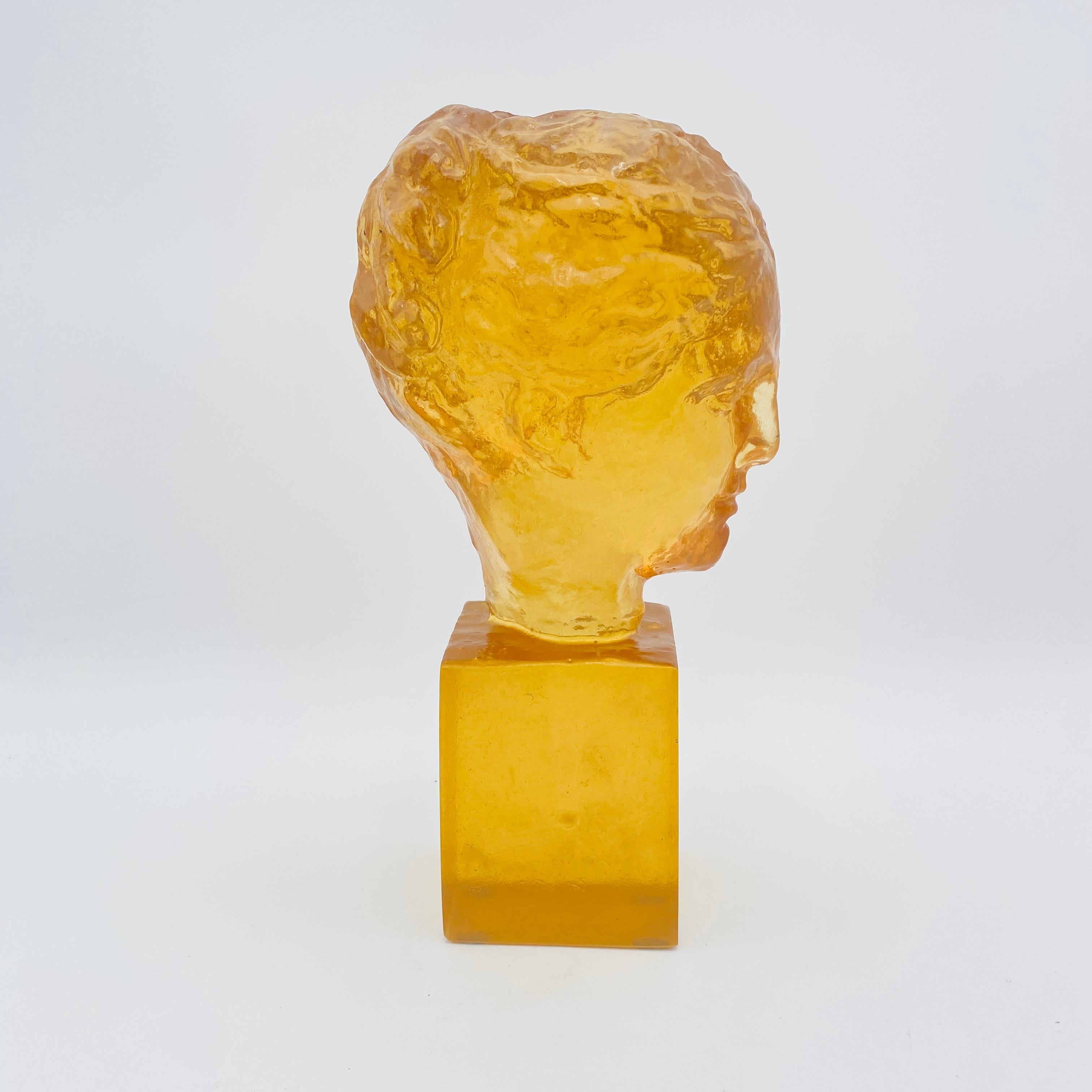 Late 20th Century Mid-Century Modern Amber Resin Bust Sculpture by Dorothy Thorpe 1970s For Sale