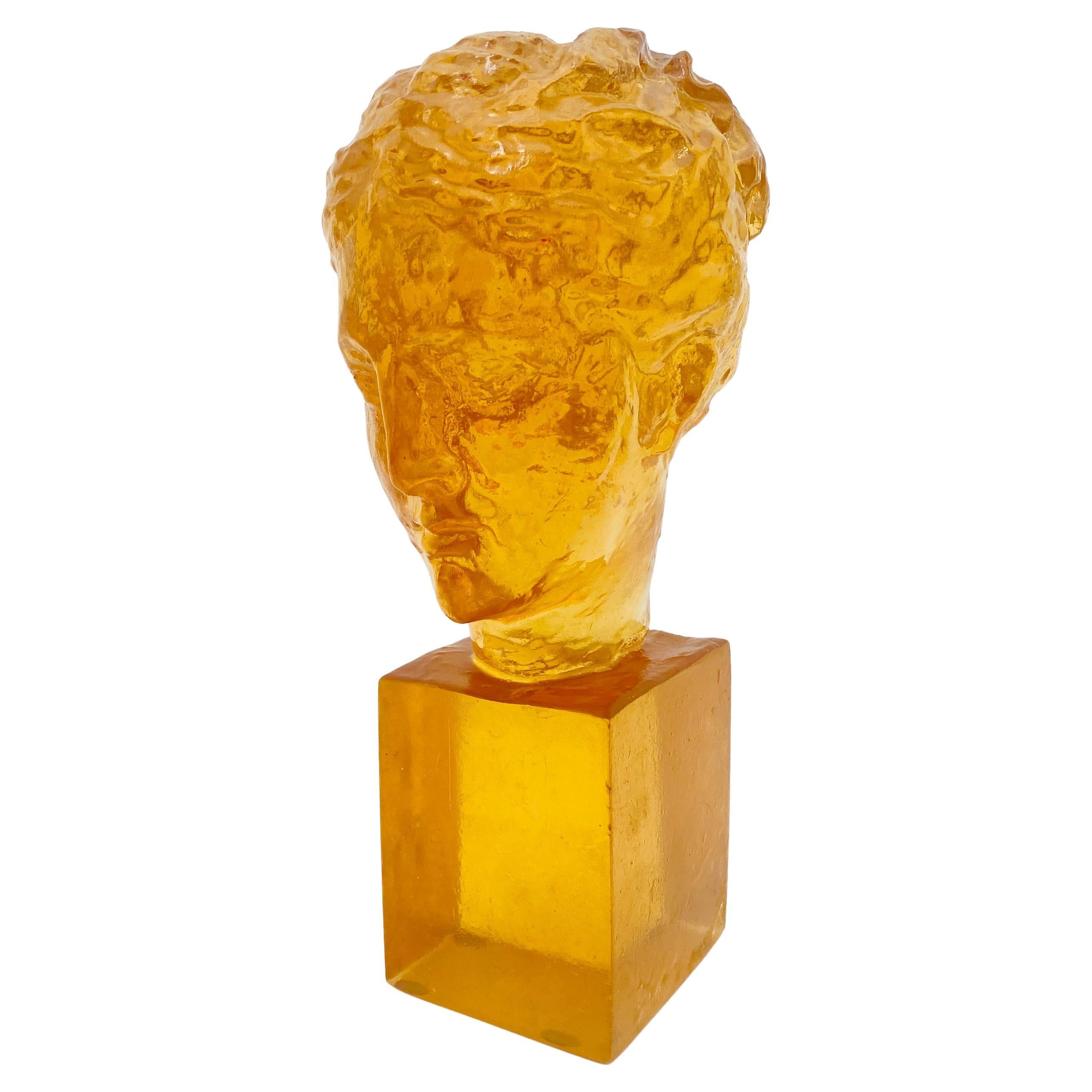 Mid-Century Modern Amber Resin Bust Sculpture by Dorothy Thorpe 1970s For Sale