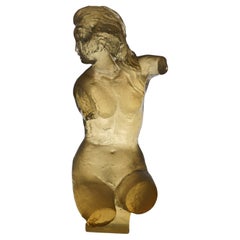 Mid Century Modern Amber Resin Sculpture of a Nude Woman 20thC
