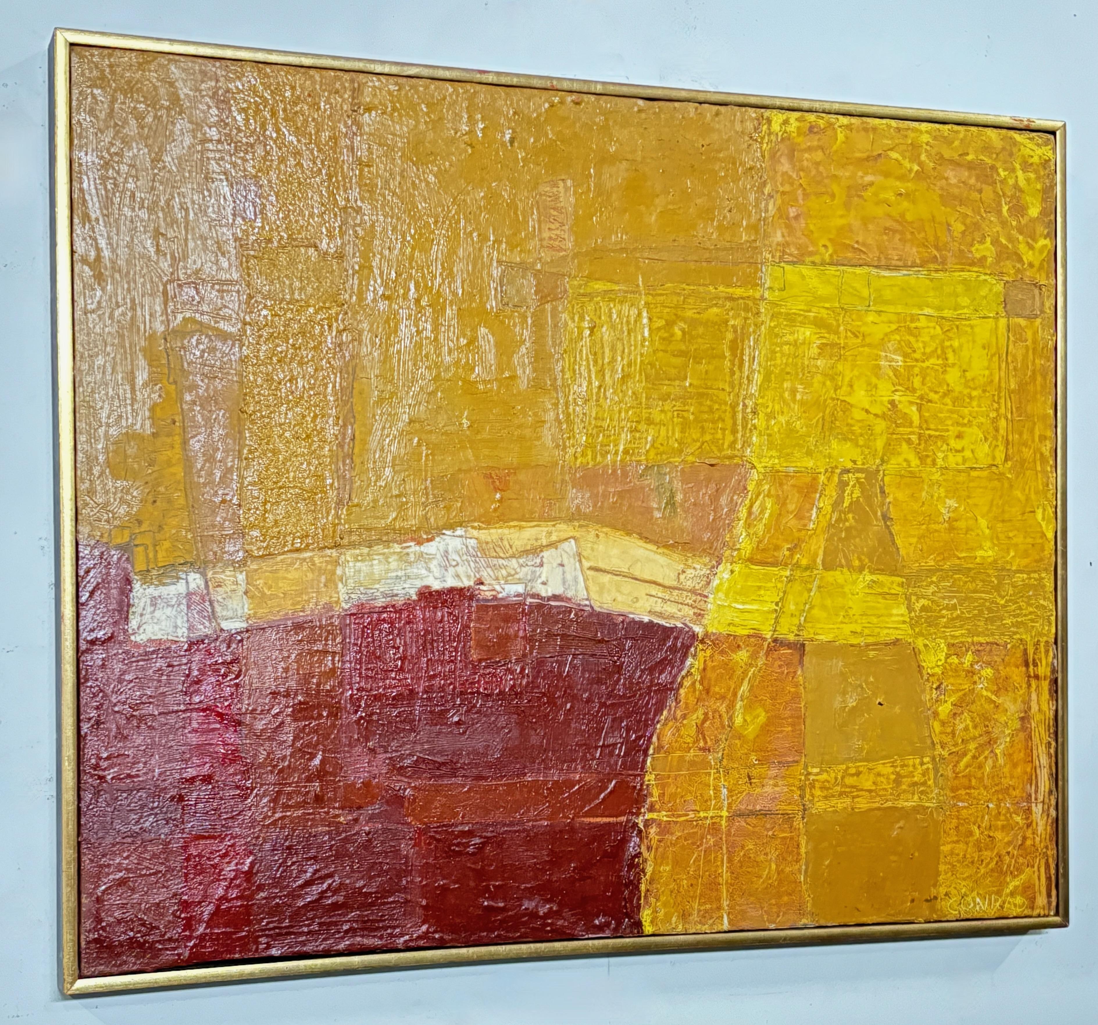 Pintura expresionista abstracta estadounidense de mediados del siglo XX.
Espátula
Aplicación de pintura muy aplicada y ricamente texturizada.
Óleo sobre lienzo.
Firmado Conrad (incapaz de descifrar el apellido).
Años 60 - 70