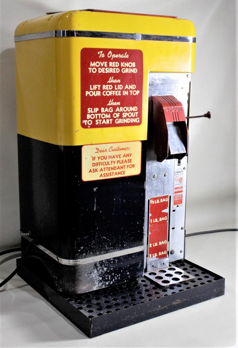 Machine-Made Mid-Century Modern American Duplex Commercial Coffee Grinder & Store Display For Sale