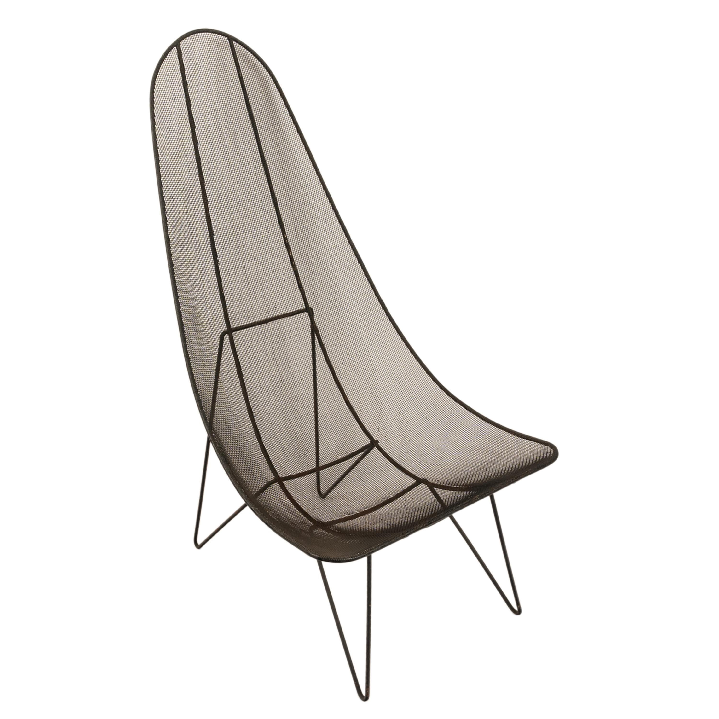 Amerikanischer Lounge-/Terrassenstuhl „Scoop“ aus Eisengeflecht, Mid-Century Modern, Sol Bloom, 1950 im Angebot 4