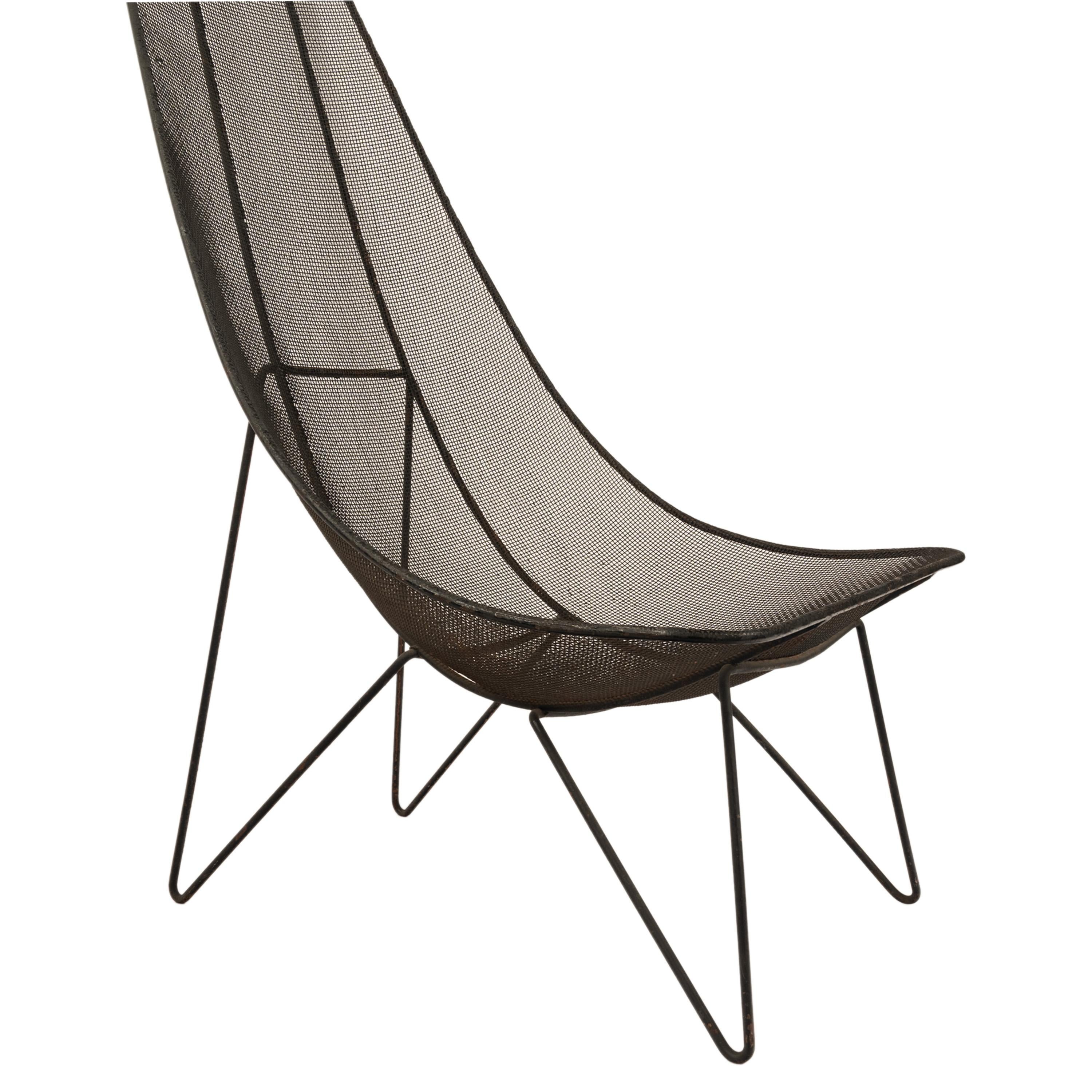 Amerikanischer Lounge-/Terrassenstuhl „Scoop“ aus Eisengeflecht, Mid-Century Modern, Sol Bloom, 1950 im Angebot 8