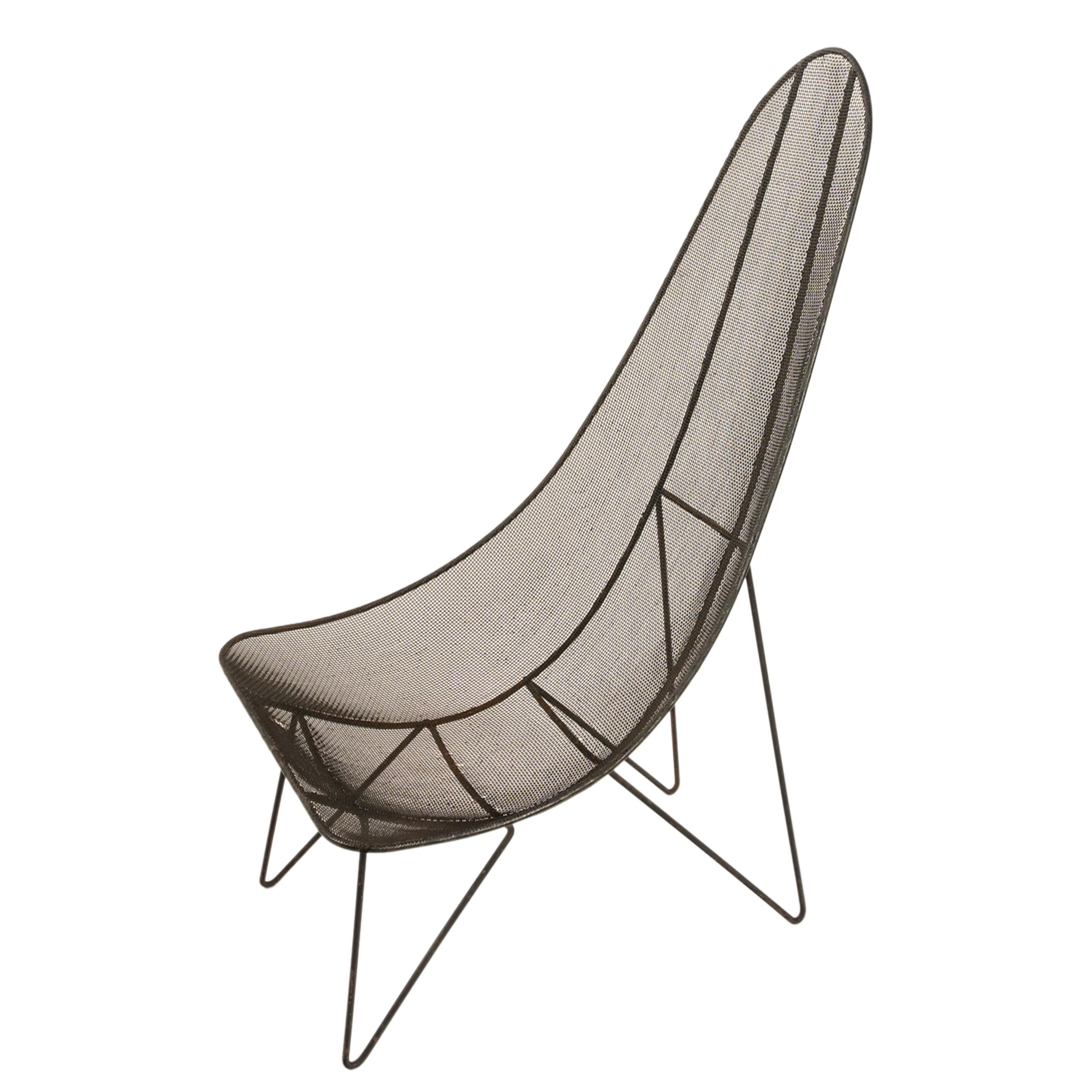 Amerikanischer Lounge-/Terrassenstuhl „Scoop“ aus Eisengeflecht, Mid-Century Modern, Sol Bloom, 1950 (amerikanisch) im Angebot