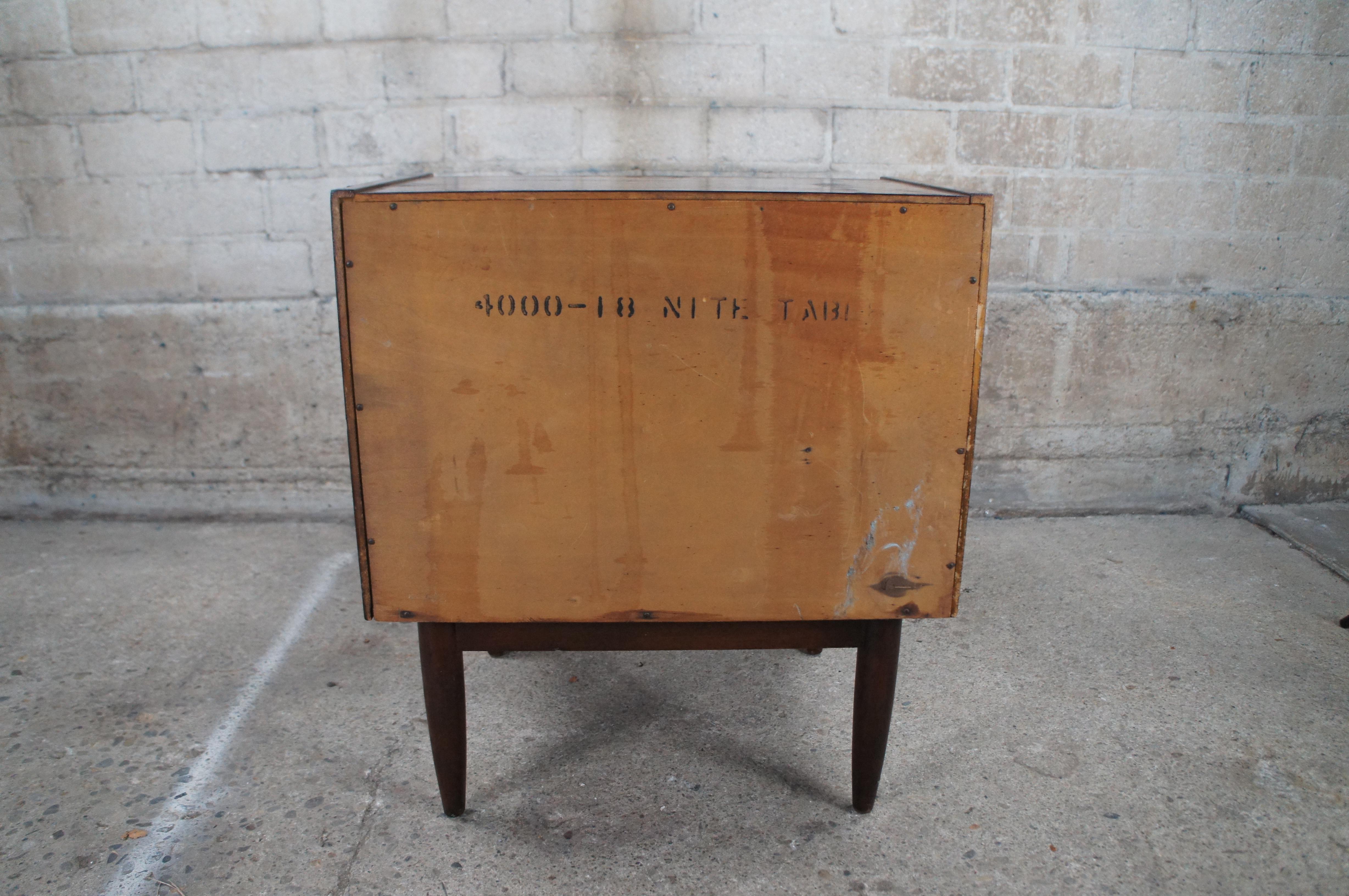 Mid Century Modern American Martinsville Walnut Drop Front Nightstand Nite Table 5