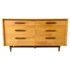 Mid-Century Modern American of Martinsville 6 Drawer Low Dresser Blonde Maple