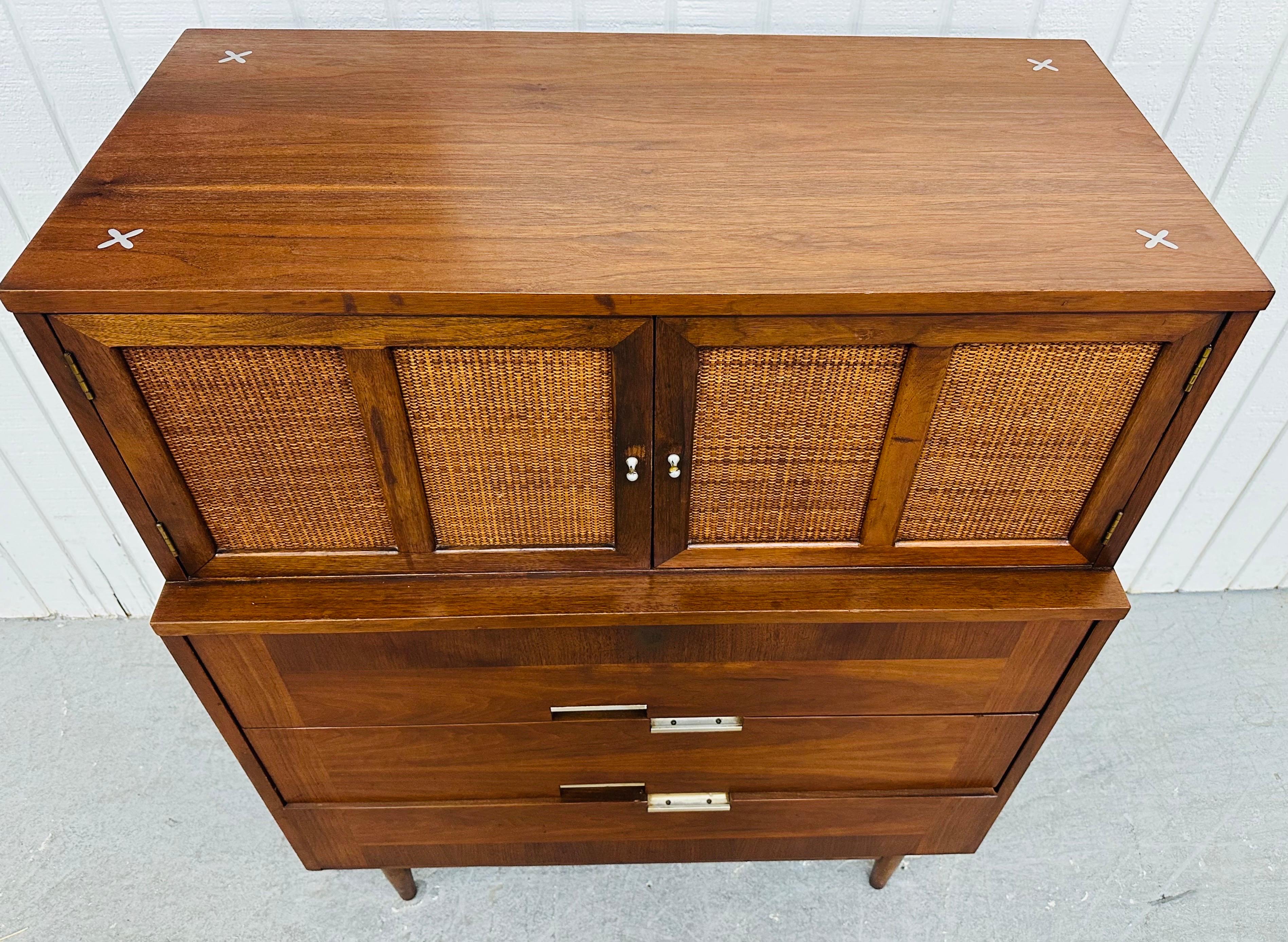 Chrome Mid-Century Modern American of Martinsville Accord Walnut High Chest