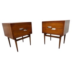 Mid-Century Modern American of Martinsville Accord Walnut Nightstands - Set of 2