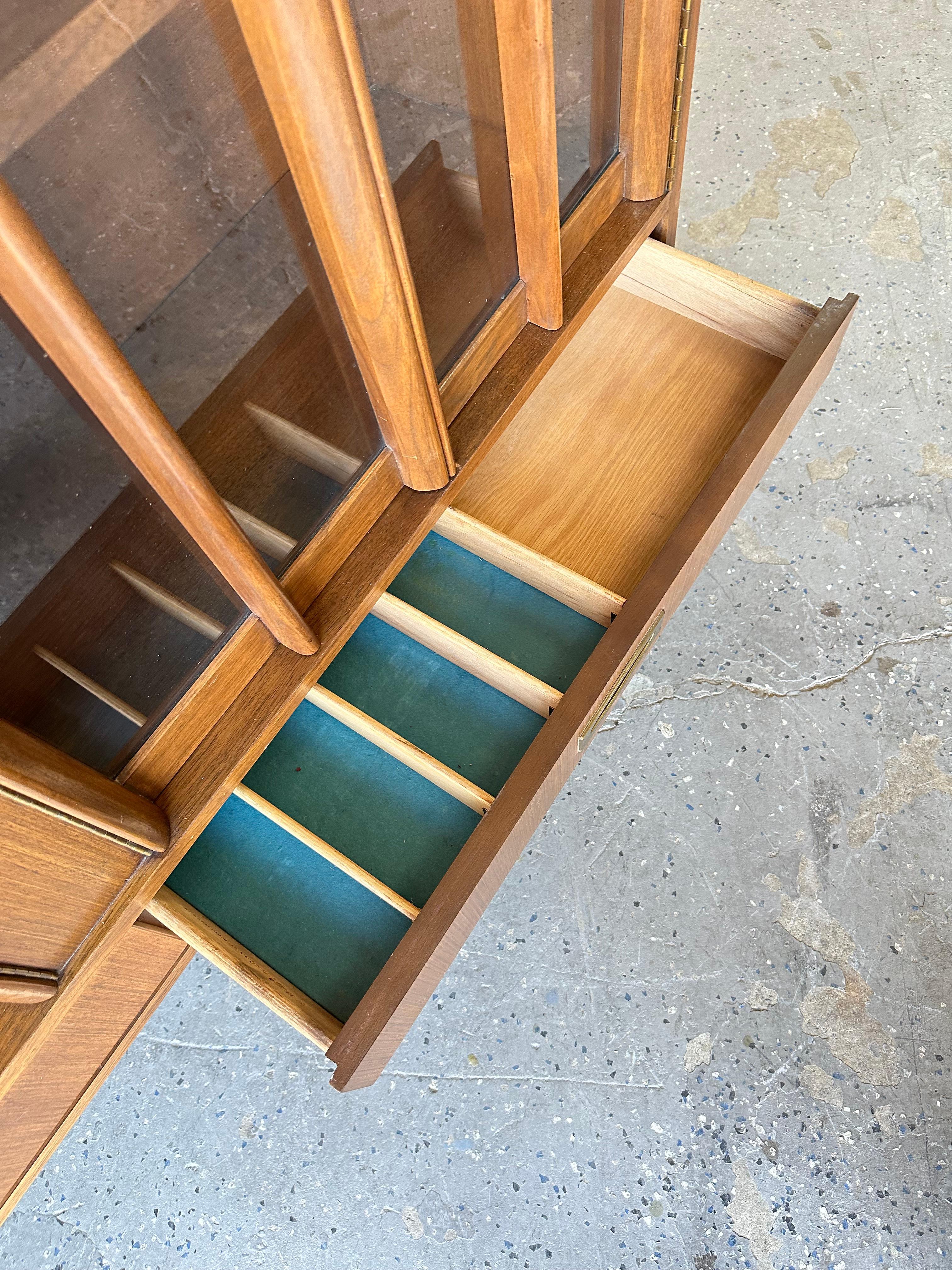 Walnut Mid-Century Modern American of Martinsville Bookcase Display Cabinet