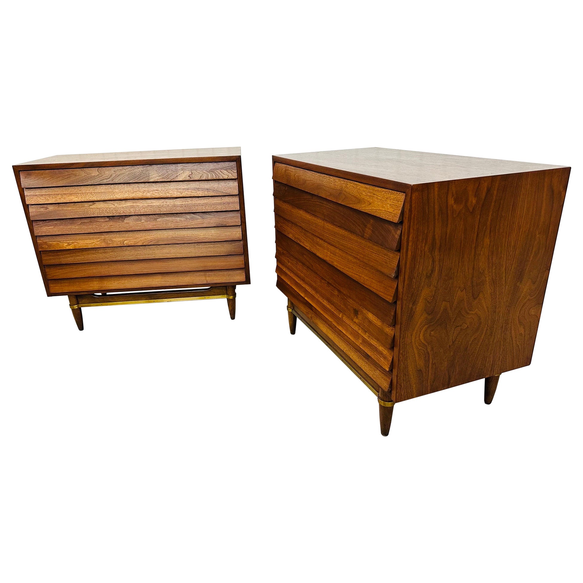 Mid-Century Modern American of Martinsville Dania Walnut Bachelor Chests