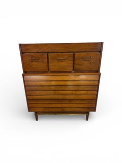 Mid-Century Modern American of Martinsville Dania Walnut High Chest