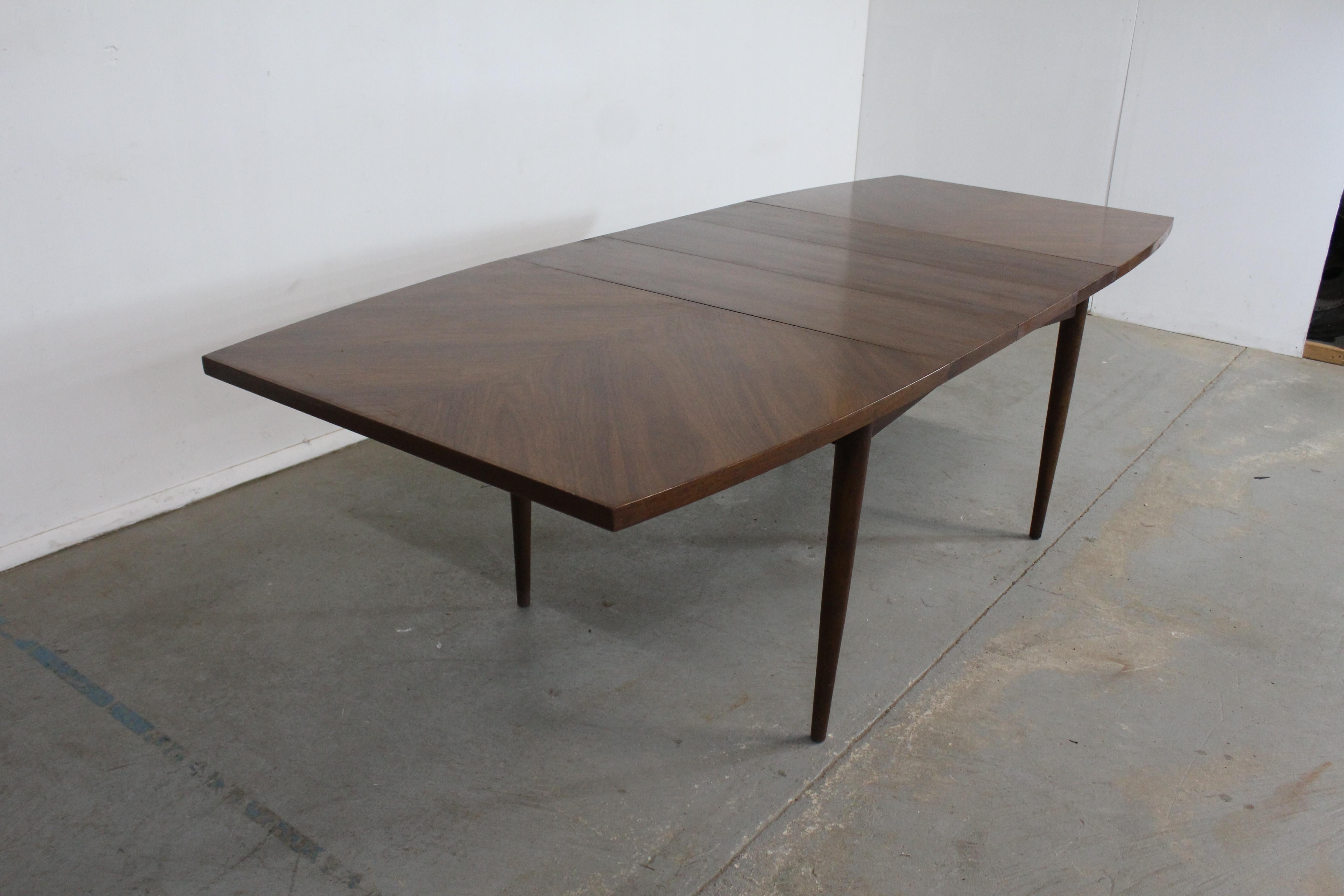 North American Mid-Century Modern American of Martinsville Surfboard Walnut Dining Table W 3 E