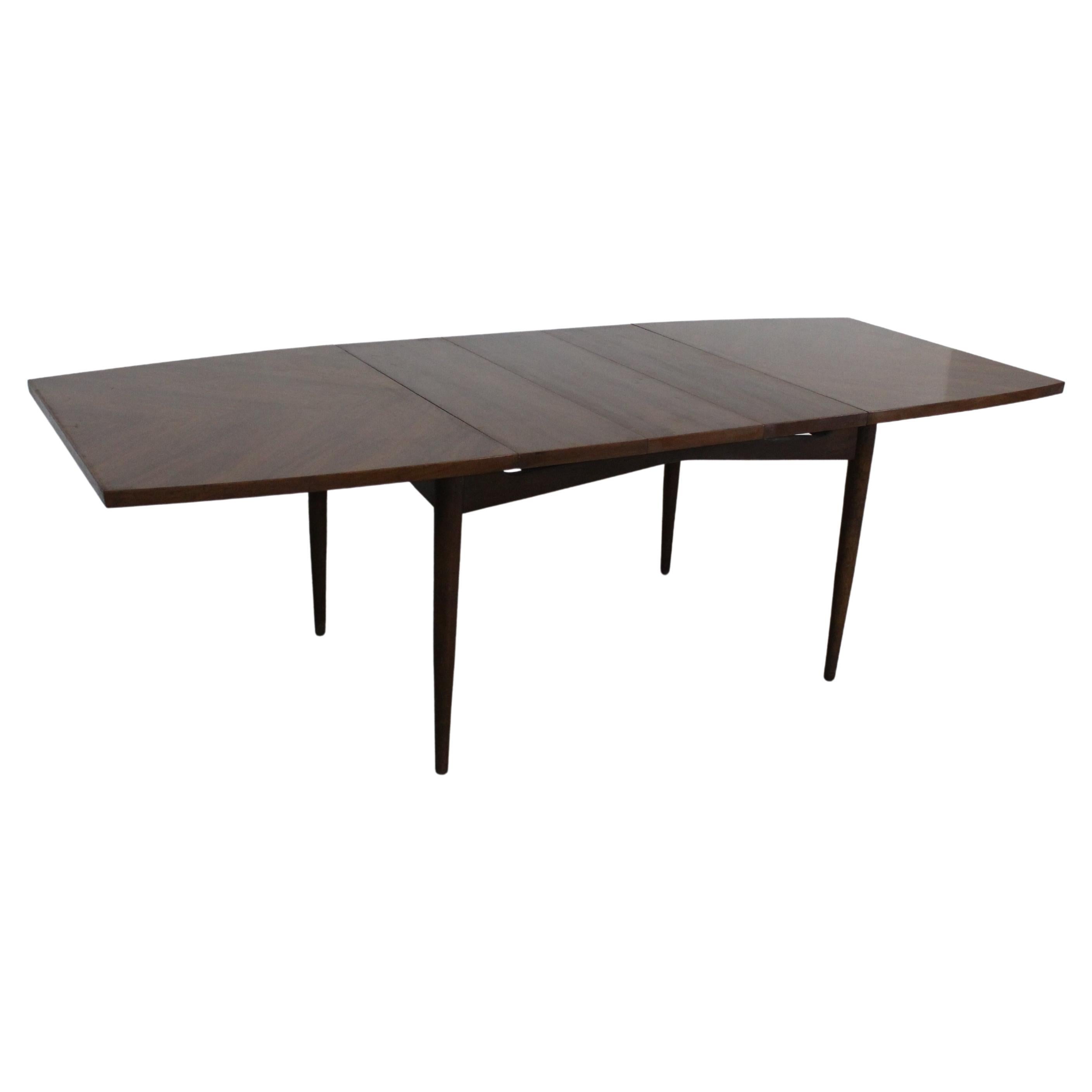 Mid-Century Modern American of Martinsville Surfboard Walnut Dining Table W 3 E