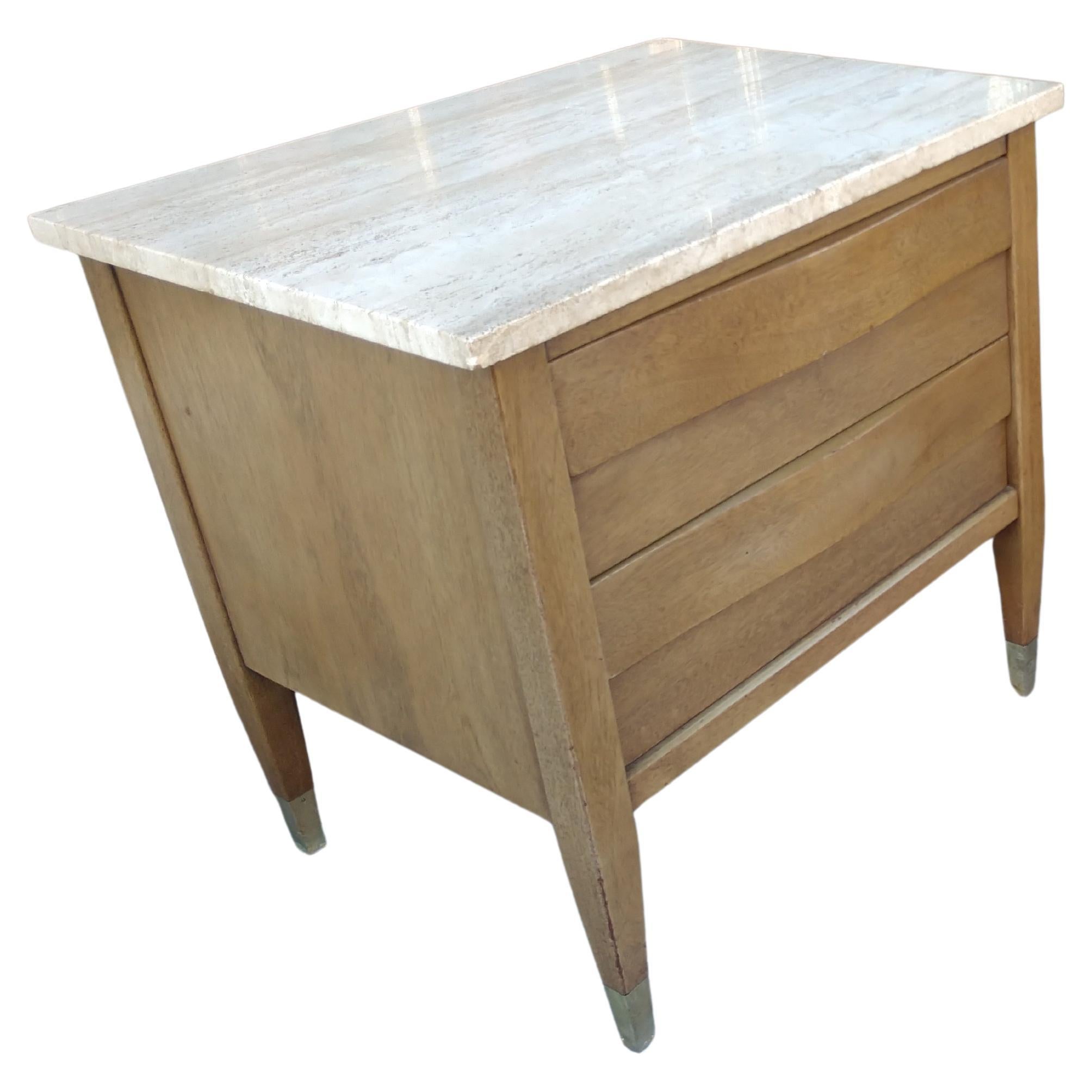 Mid-Century Modern Mid Century Modern American of Martinsville Travertine Top Night Tables For Sale