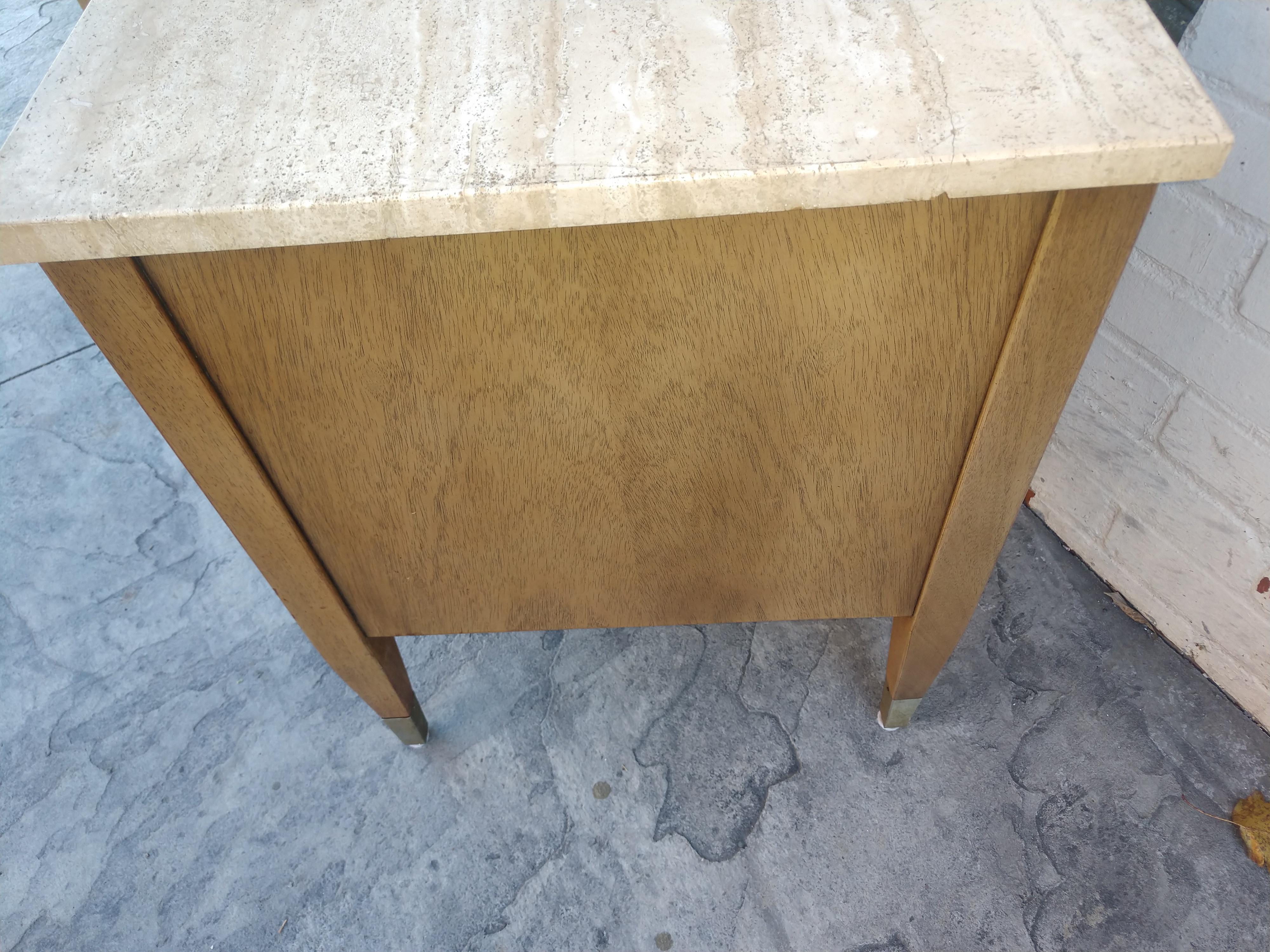 Mid Century Modern American of Martinsville Travertine Top Night Tables For Sale 4