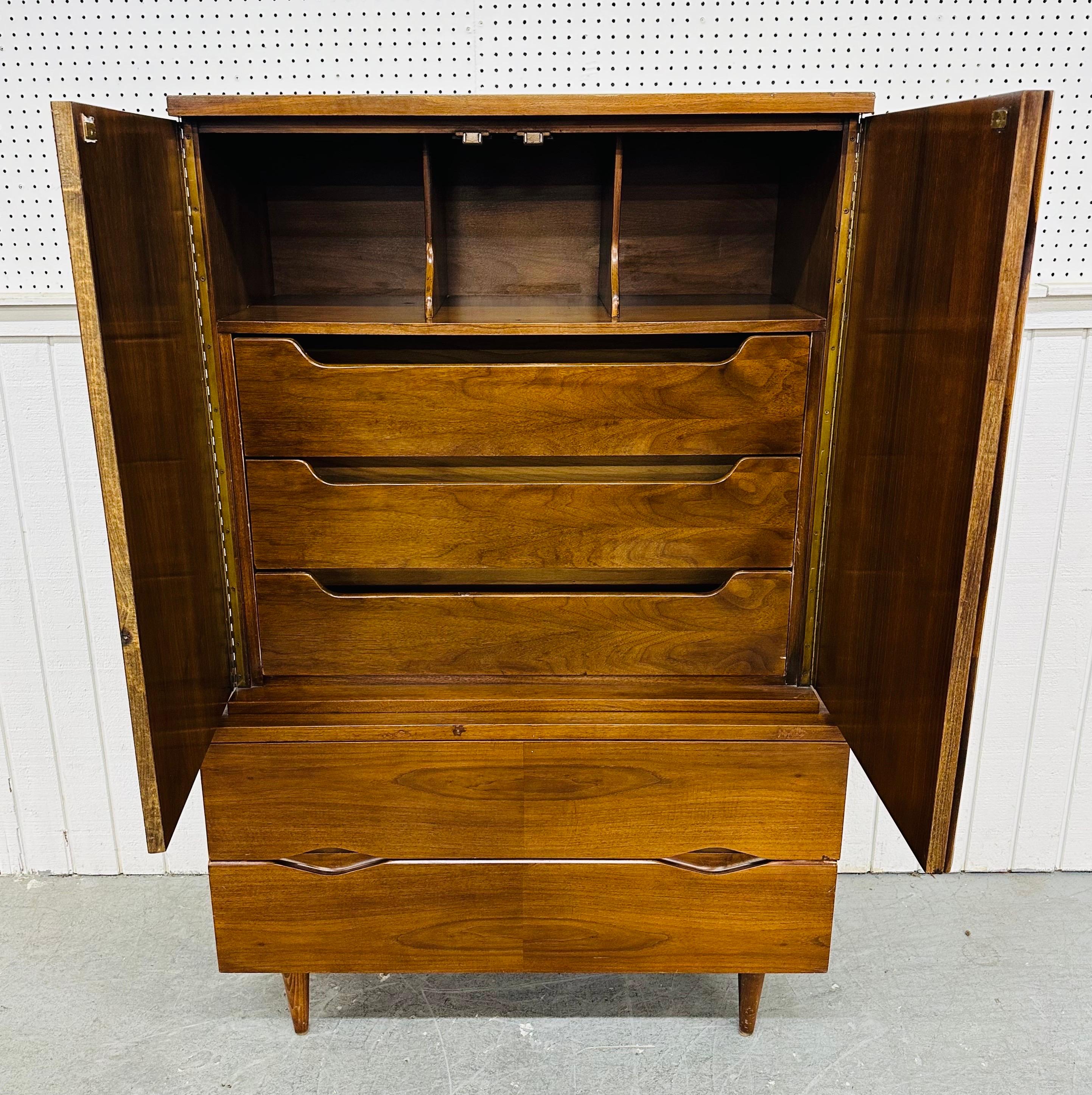 20th Century Mid-Century Modern American of Martinsville Walnut Armoire