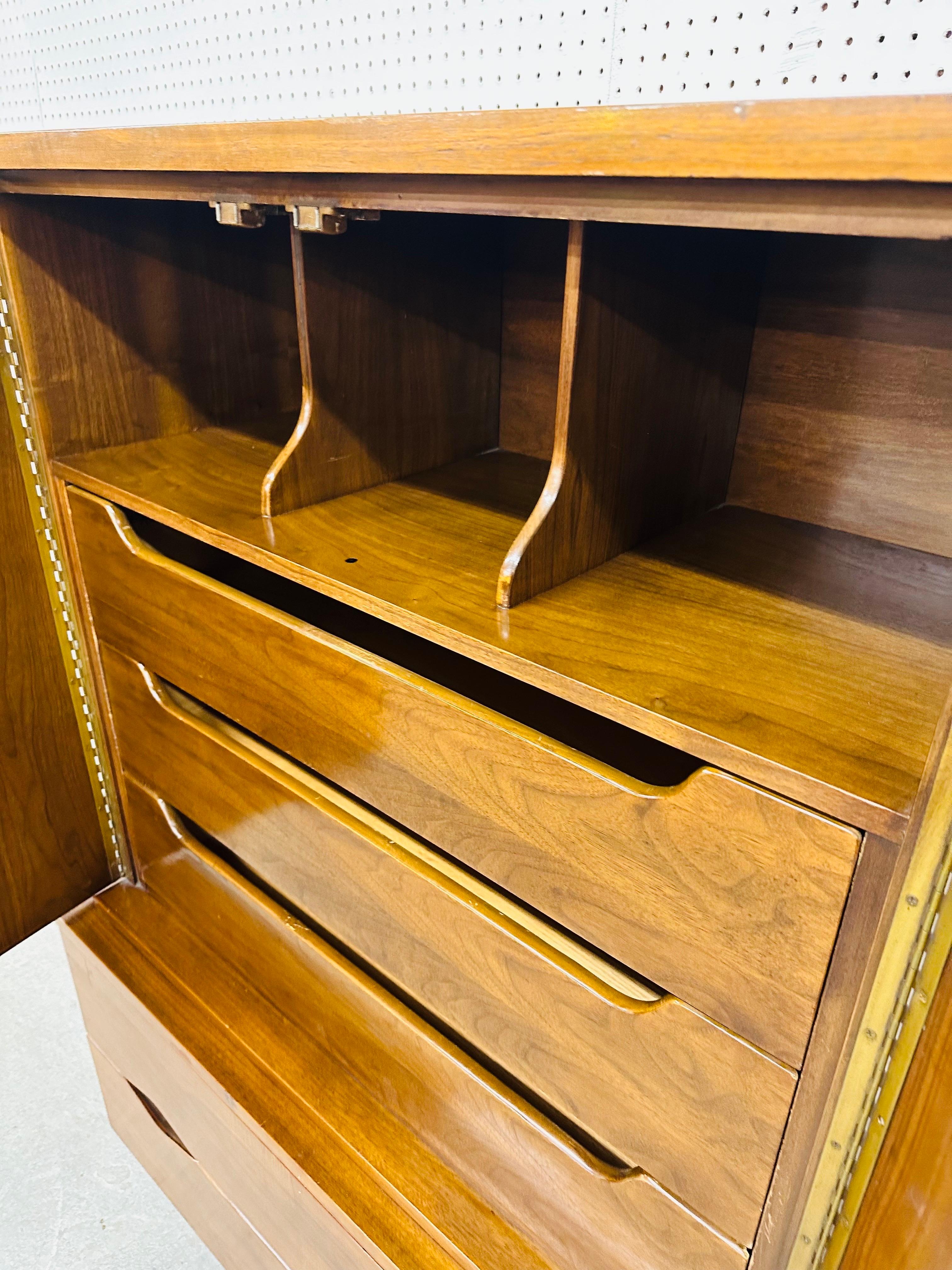 Wood Mid-Century Modern American of Martinsville Walnut Armoire